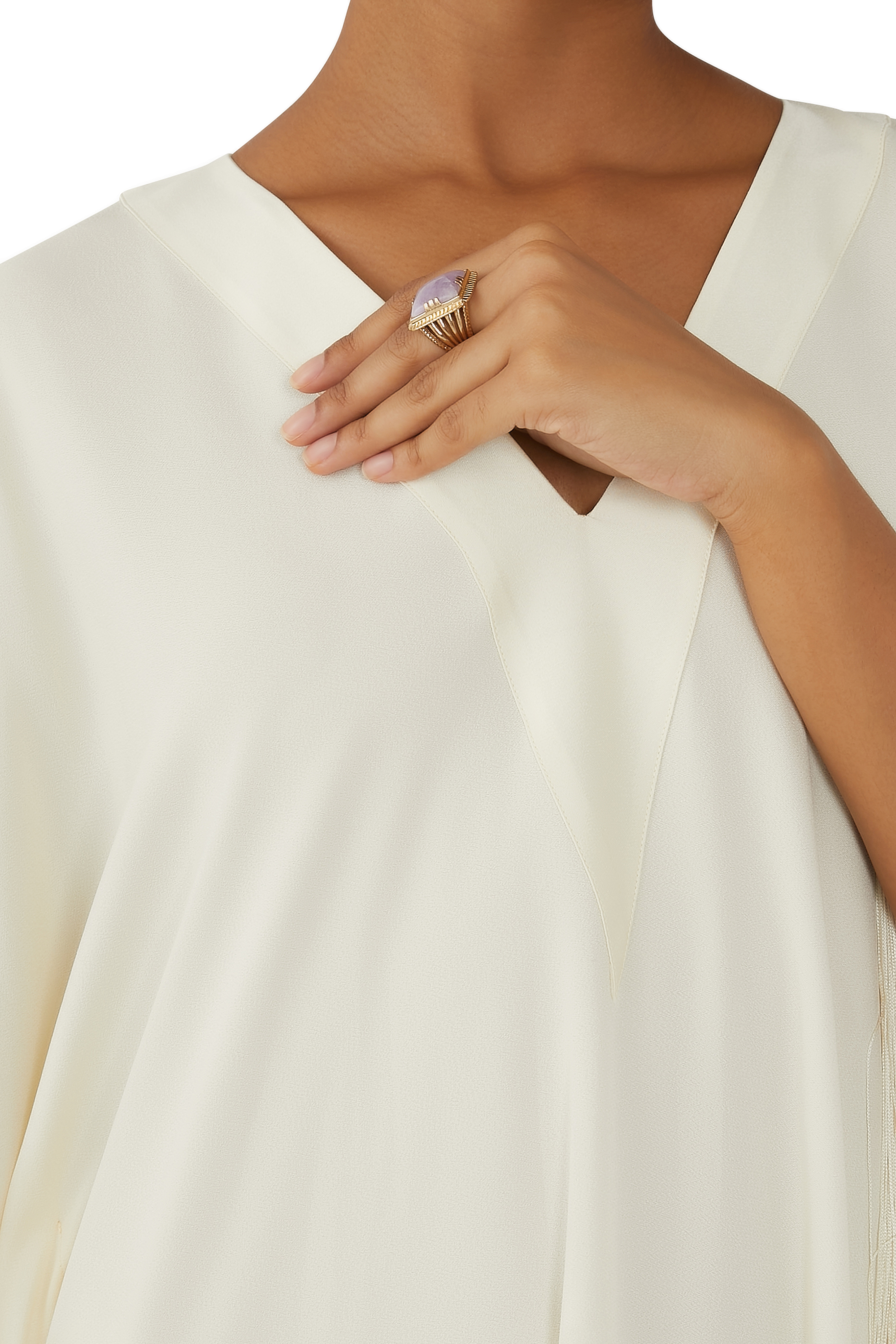 Arty Chevaliere Ring, 24k Gold Plated Brass & Amethyst