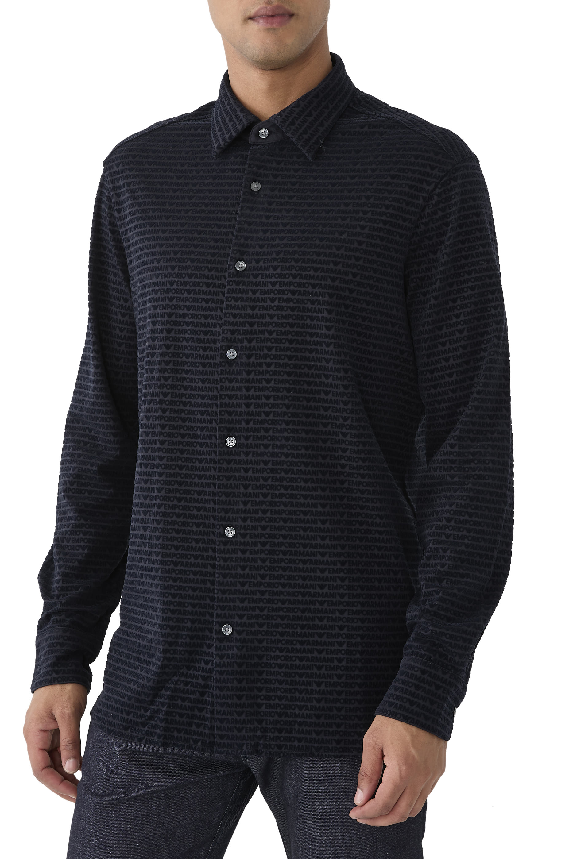 Micro EA Text Logo Long Sleeves Shirt