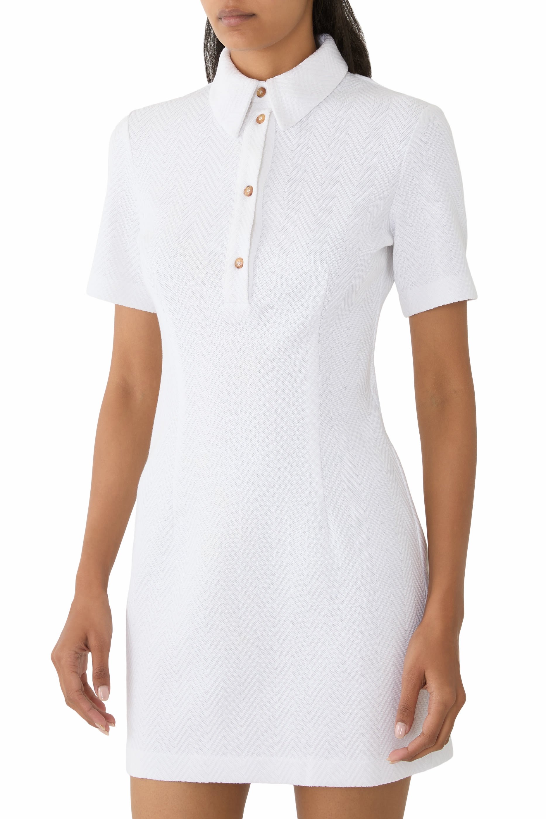 Zigzag Pattern Polo Mini Dress