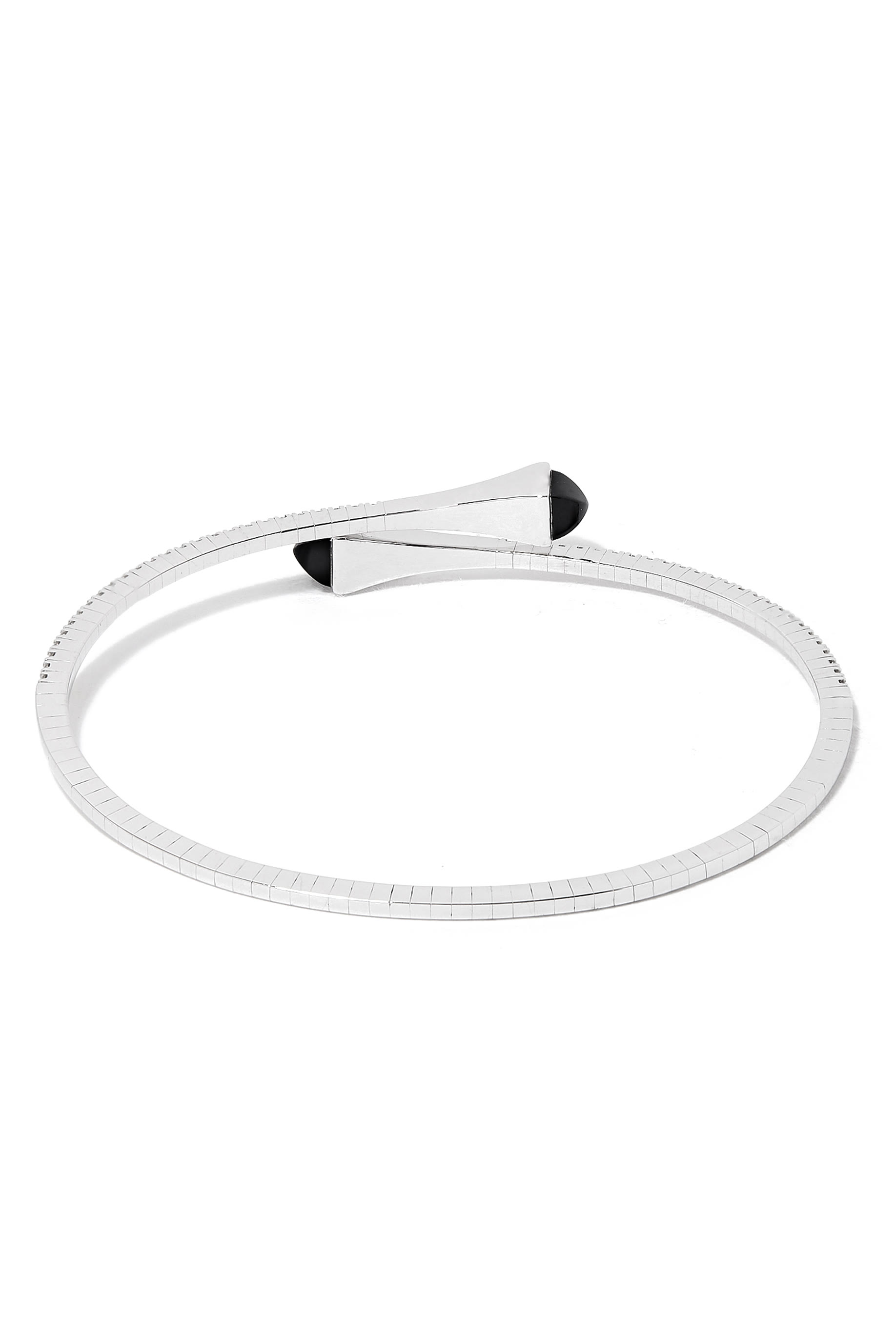 Cleo Slim Bangle.18k White Gold, Black Onyx  & Diamonds