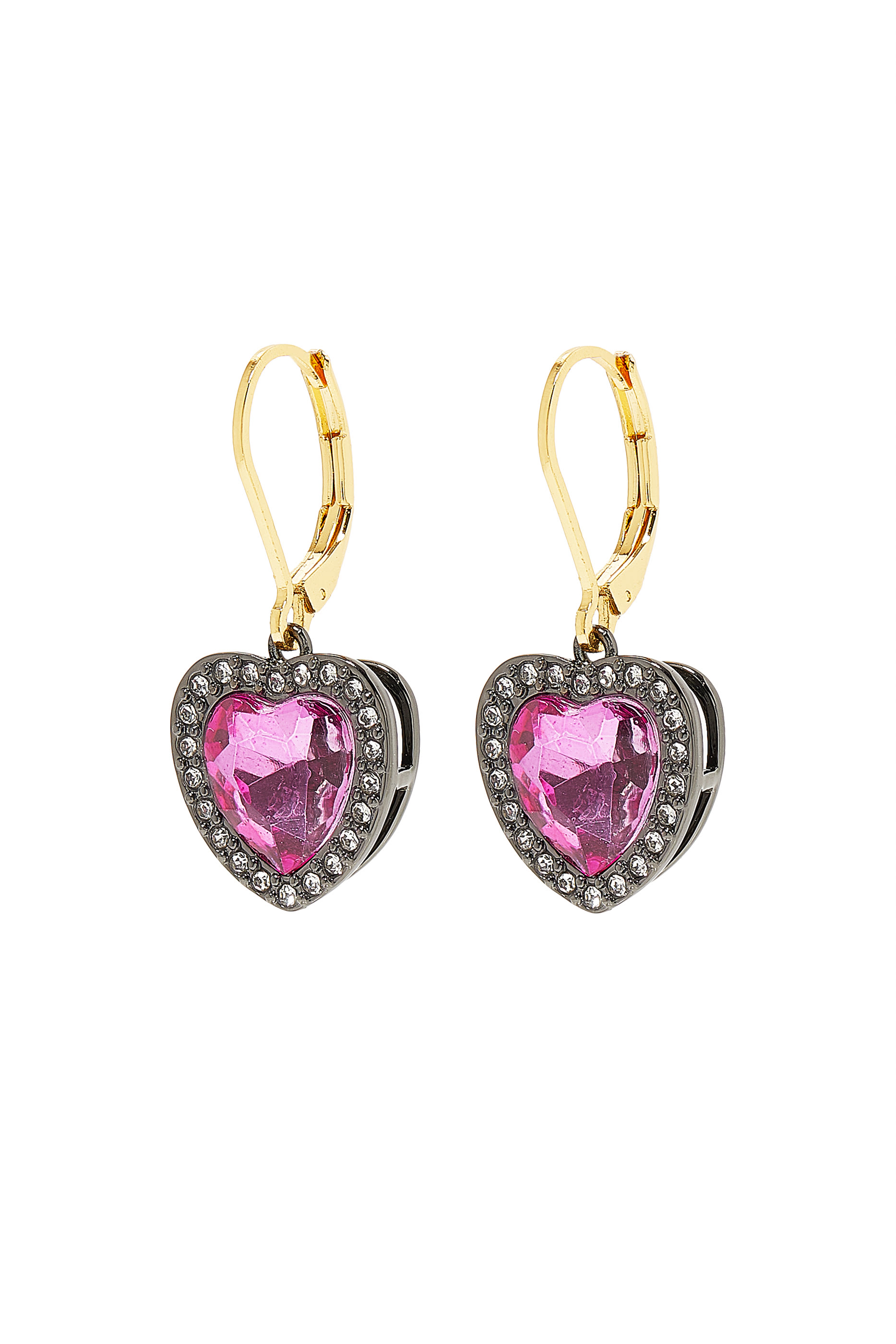 Crystal Heart Earrings, Gold-Plated Metal & Crystals
