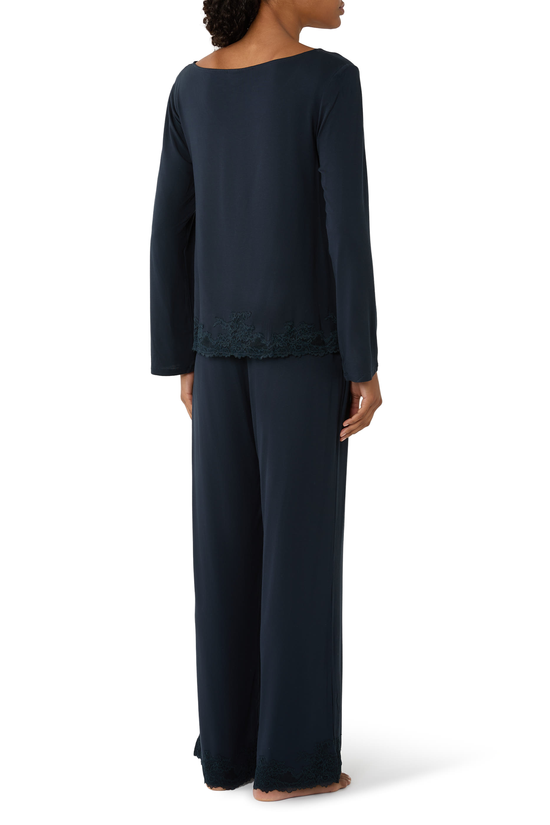 Jersey Lace Appliqu&eacute; Long Sleeve Pyjama Set 