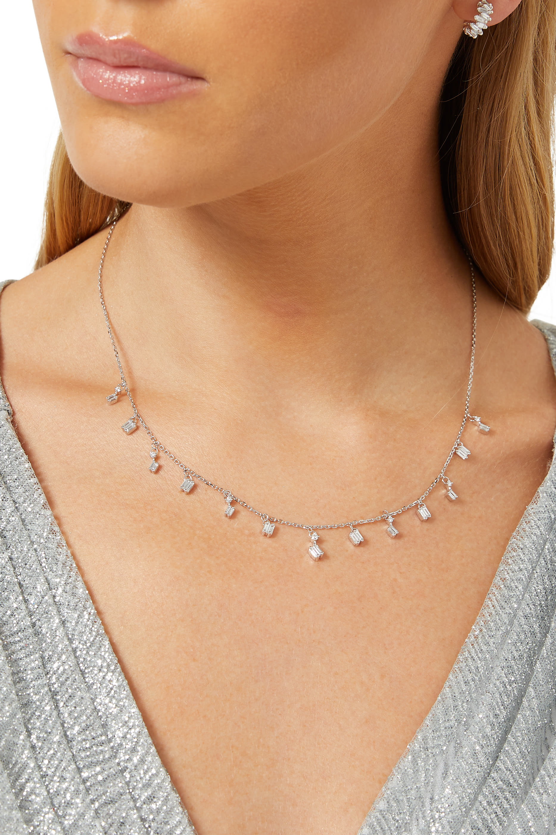 White Diamond Cascade Fireworks Necklace