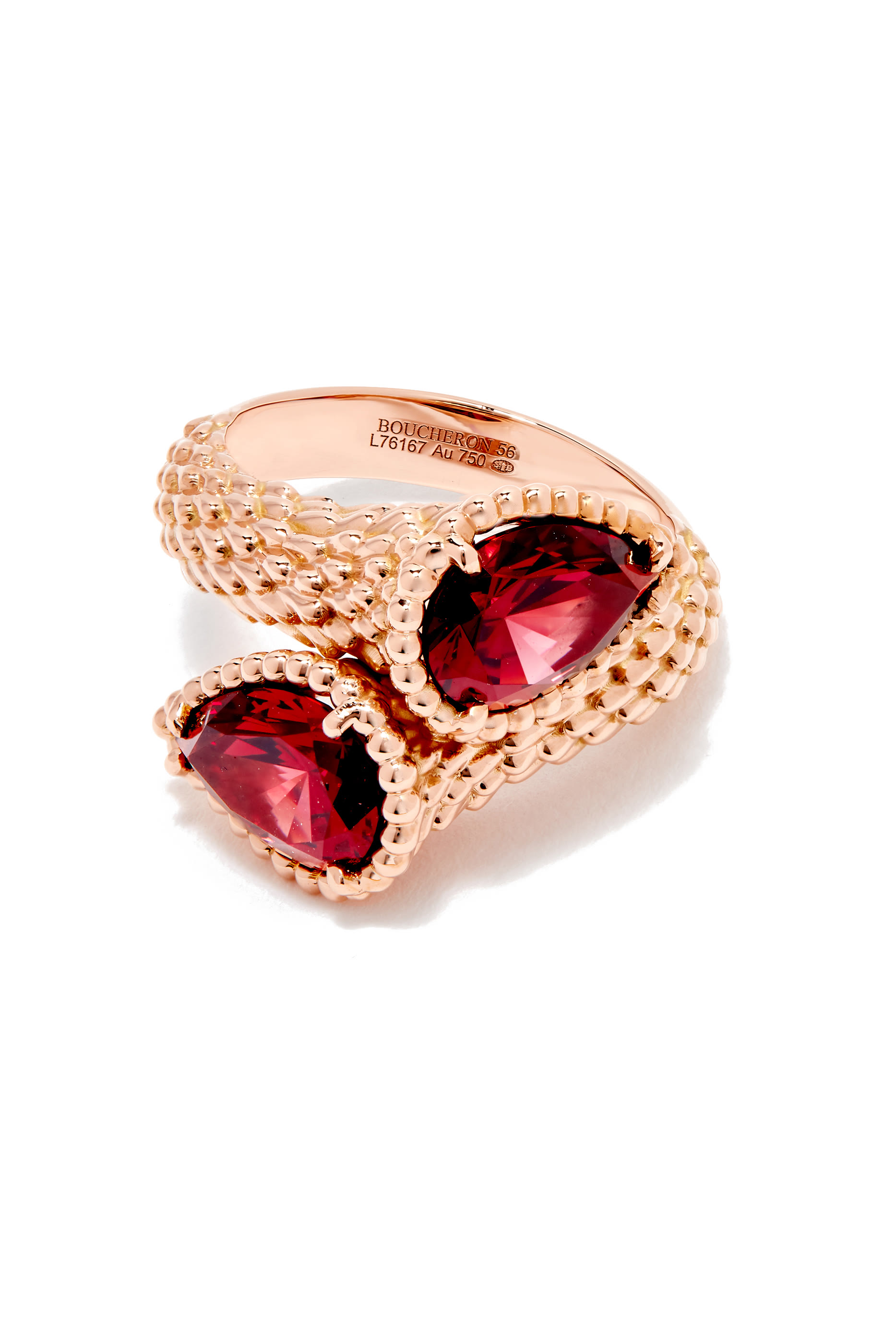 Toi Et Moi Serpent Boheme Ring, 18k Pink Gold & Rhodolite Garnet