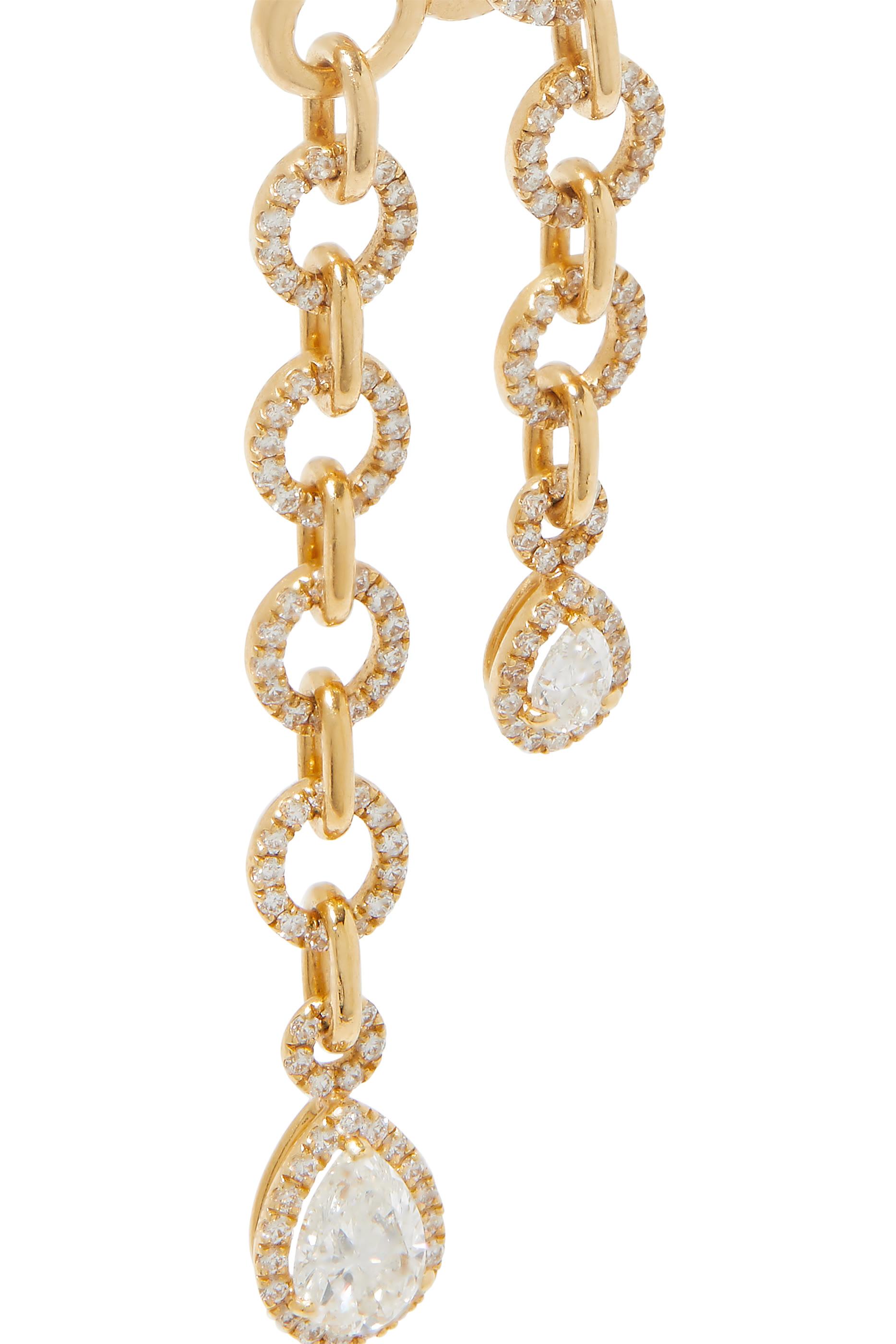  Drop Chain Earrings, 18K Yellow Gold & Diamonds