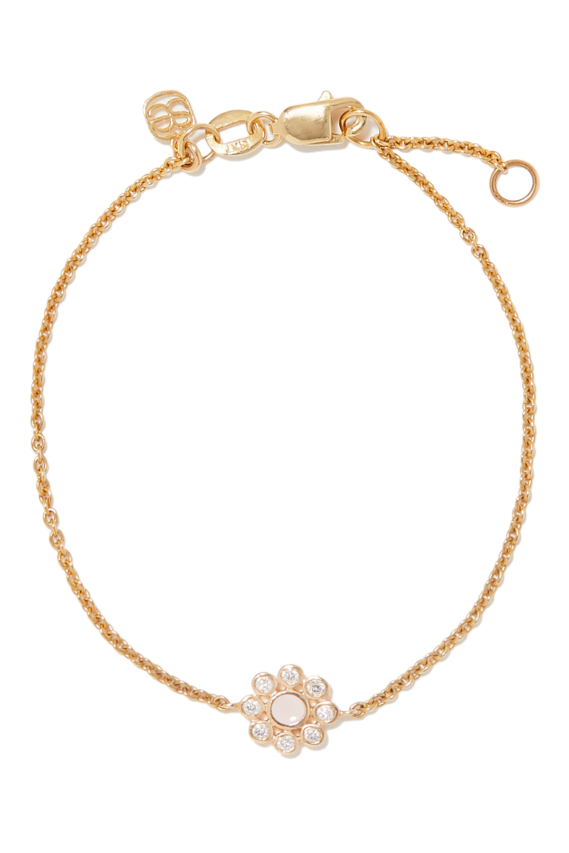 Kids Evil Eye Chain Bracelet,  14k Yellow Gold & Pink Enamel