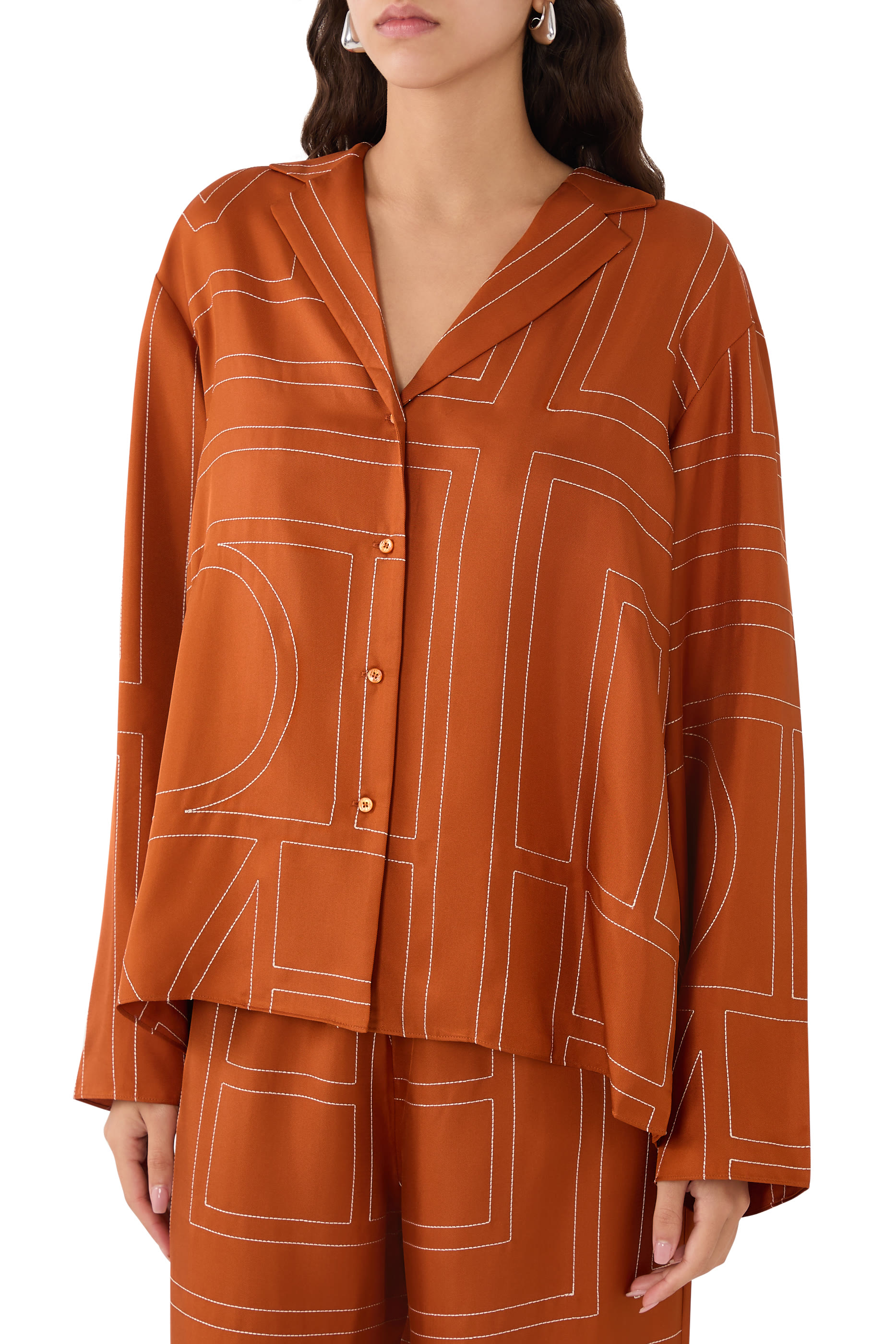 Monogram Silk Pajama Top