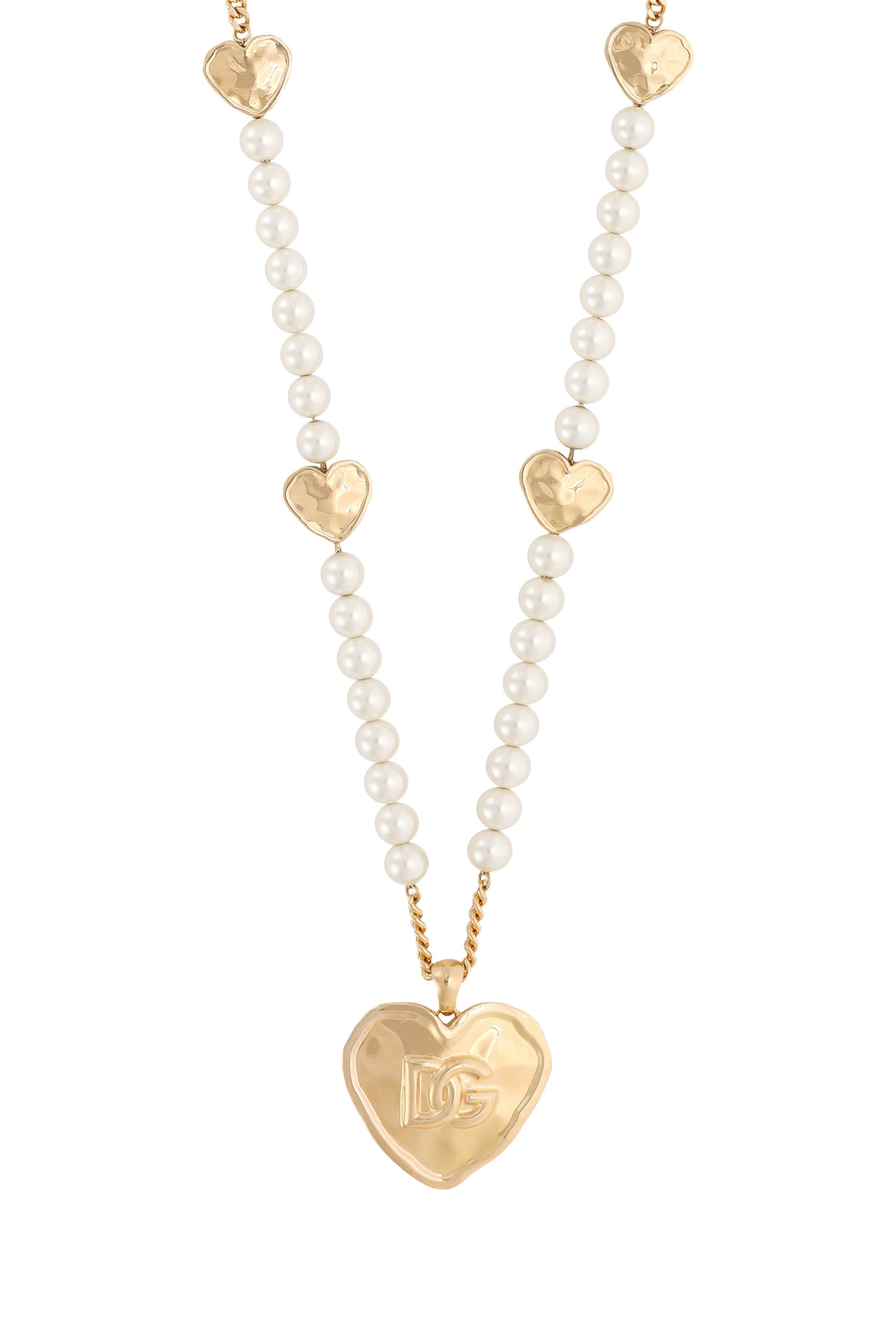 DG Logo and Heart Pendant Necklace