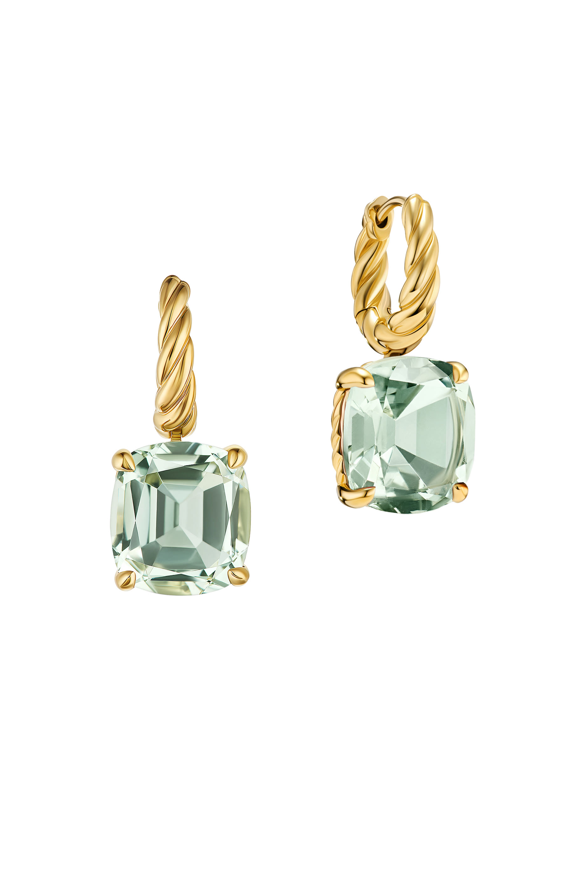 Marbella Drop Earrings, 18k Yellow Gold & Prasiolite