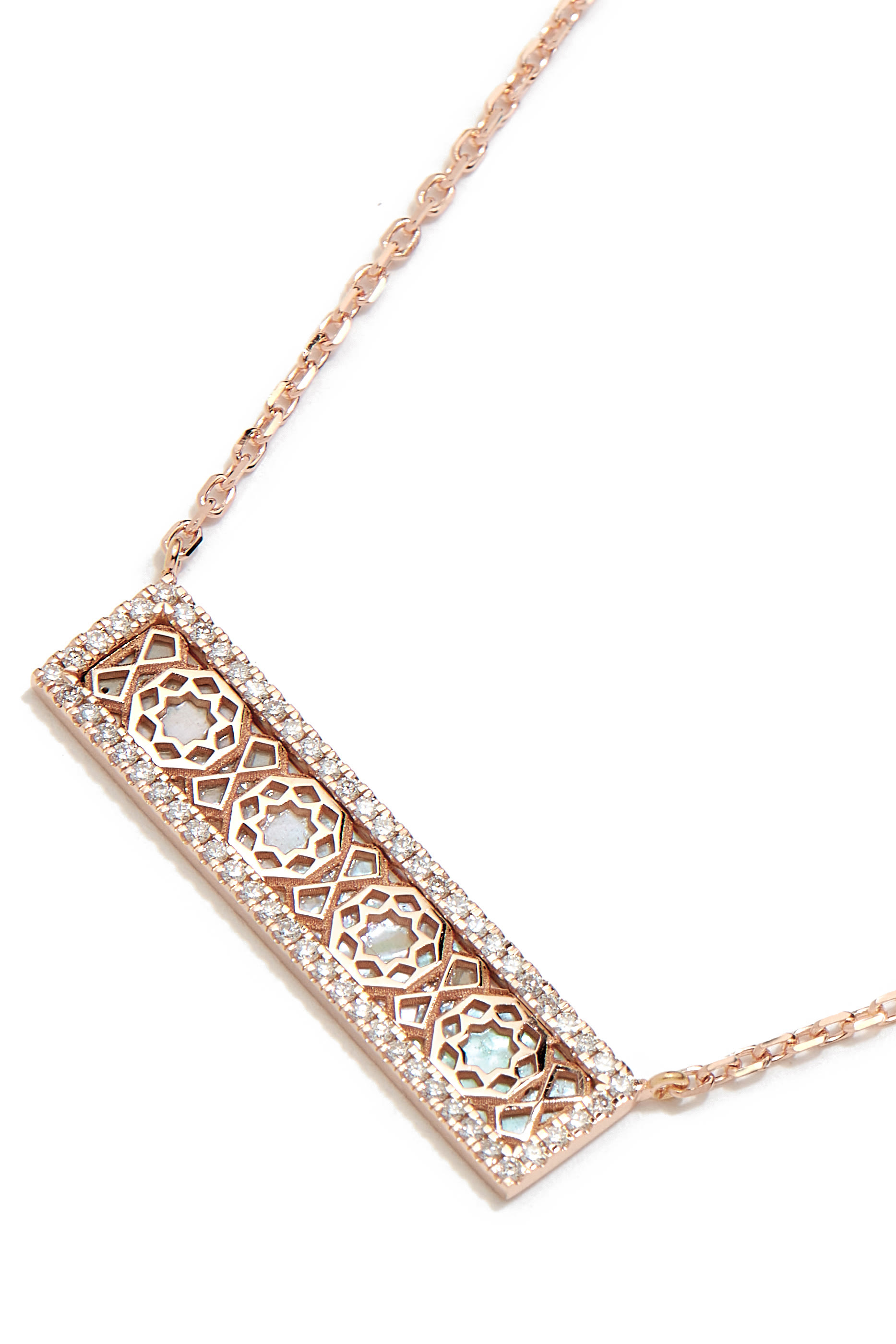 Oud Turath Necklace, 18k Pink Gold & Mother-of-Pearl, Diamonds