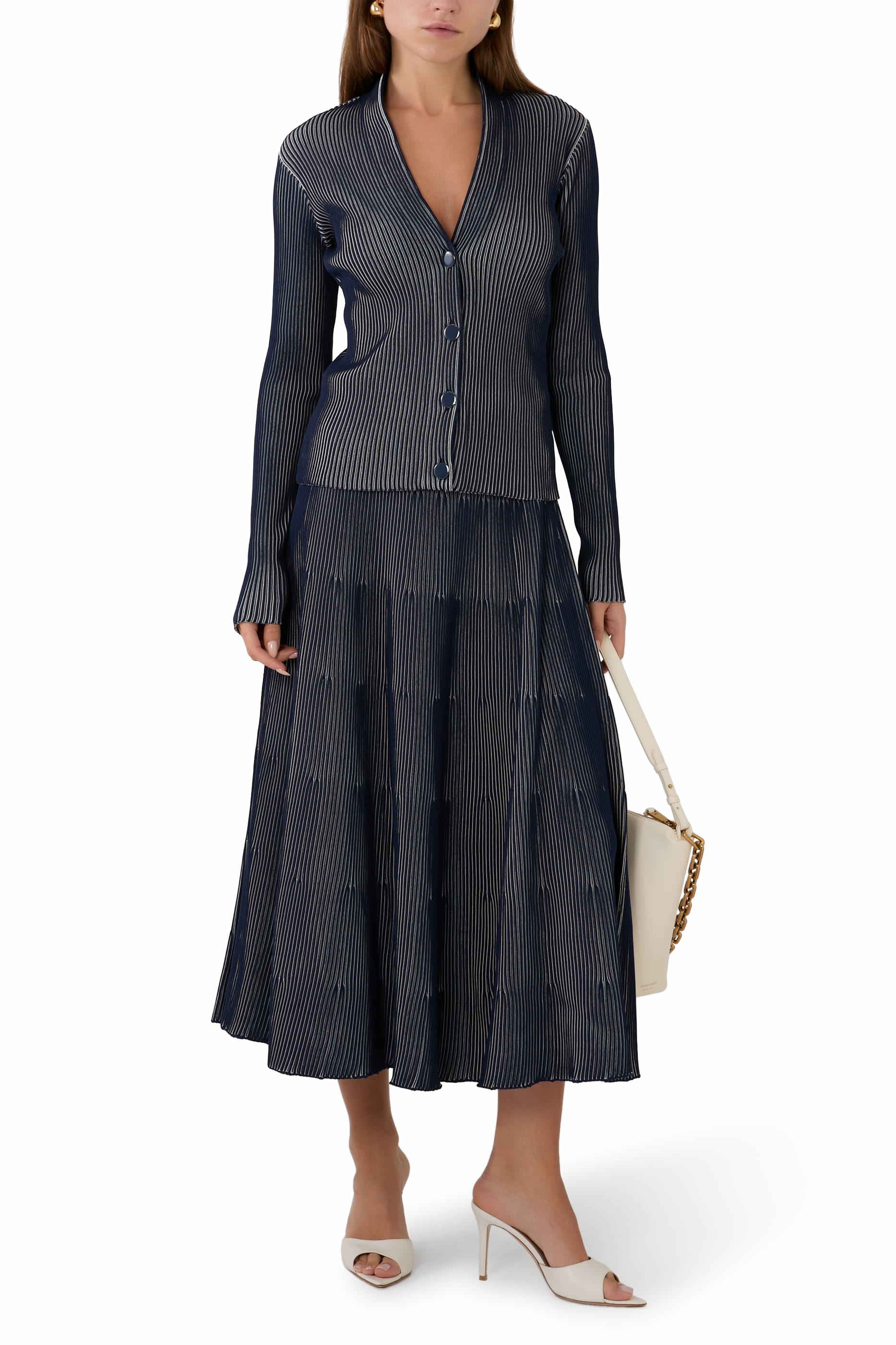 Interrib-Effect Knit Cardigan