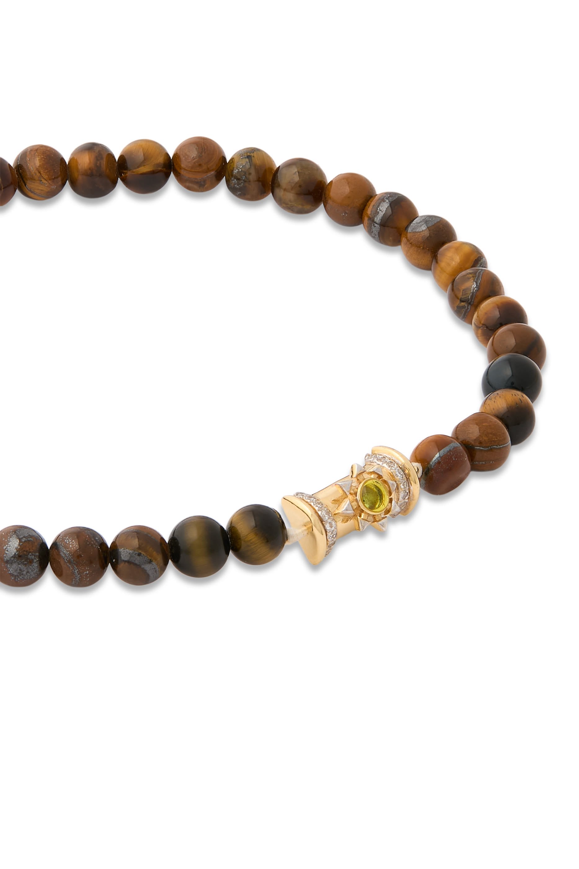 Warrior Star Seed Beaded Tiger&rsquo;s Eye Bracelet, 18K Yellow Gold & Diamonds
