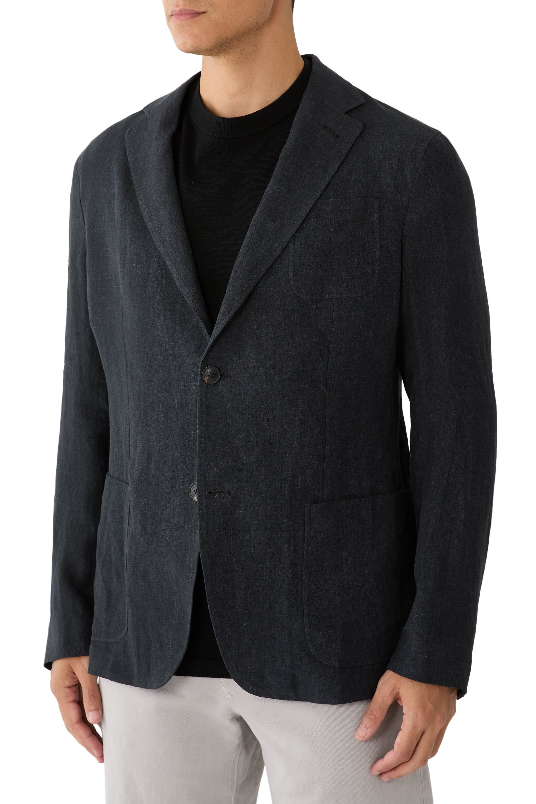 Single-Breasted Washed Linen Jacket