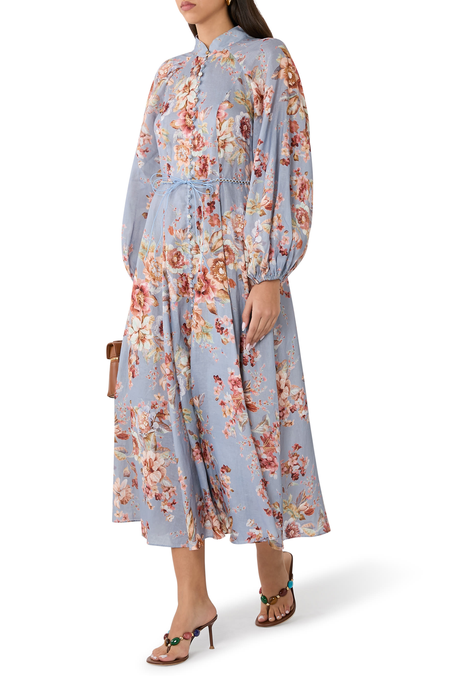 Awaken Floral Linen Midi Dress