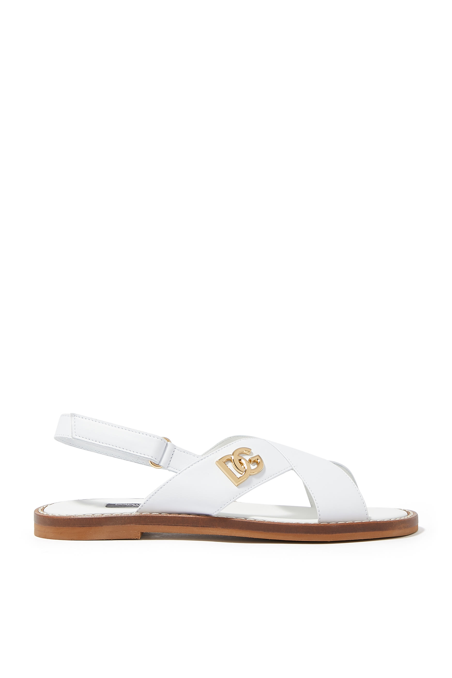 Kids Calfskin Sandals with DG Logo