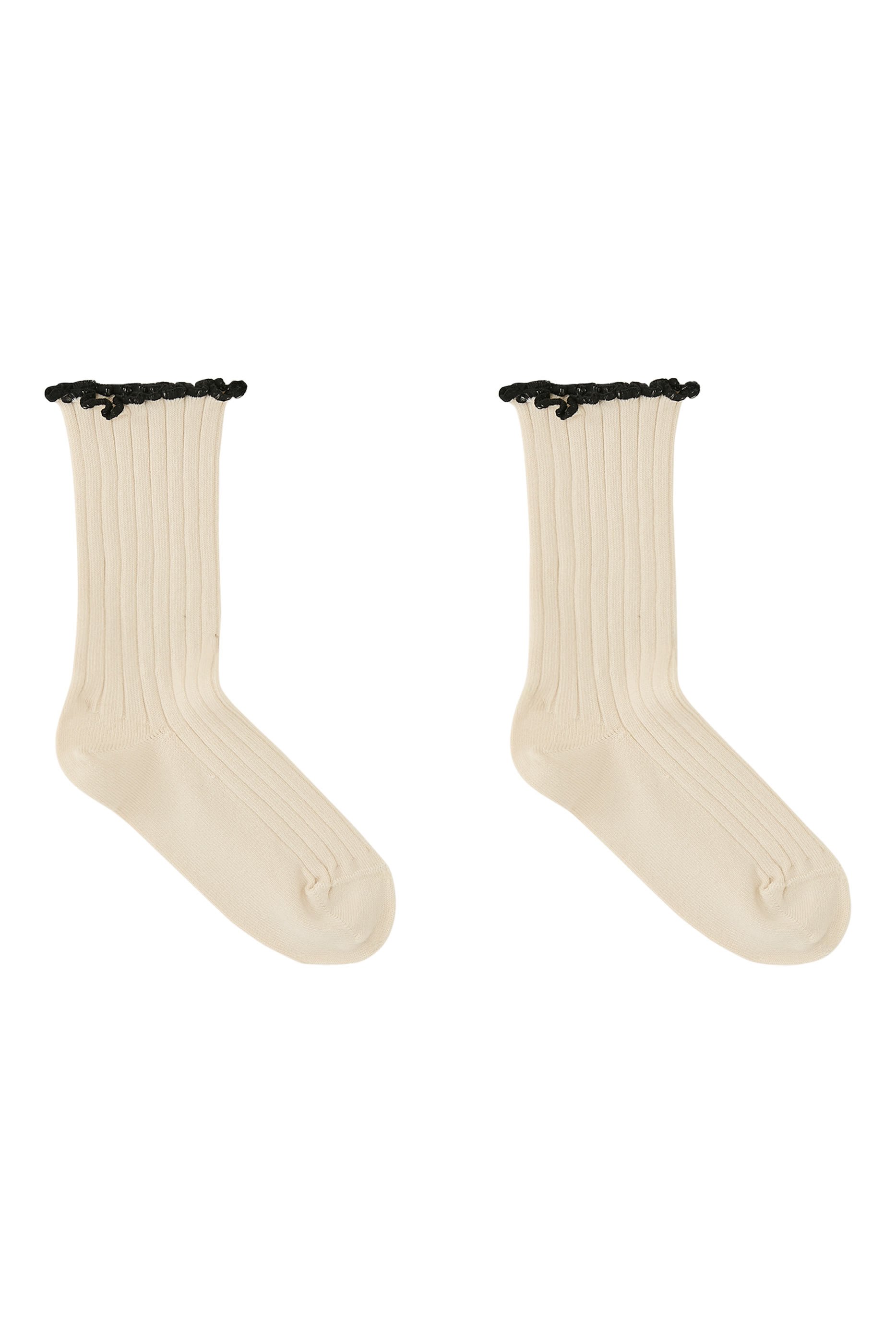 Kids Delphine Lettuce Trim Ribbed Socks