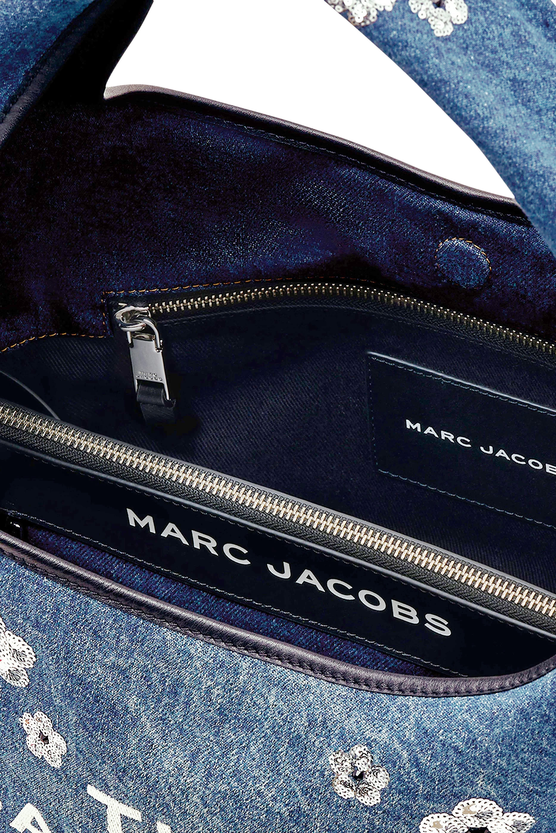 Sequin Daisy Denim Sack Bag