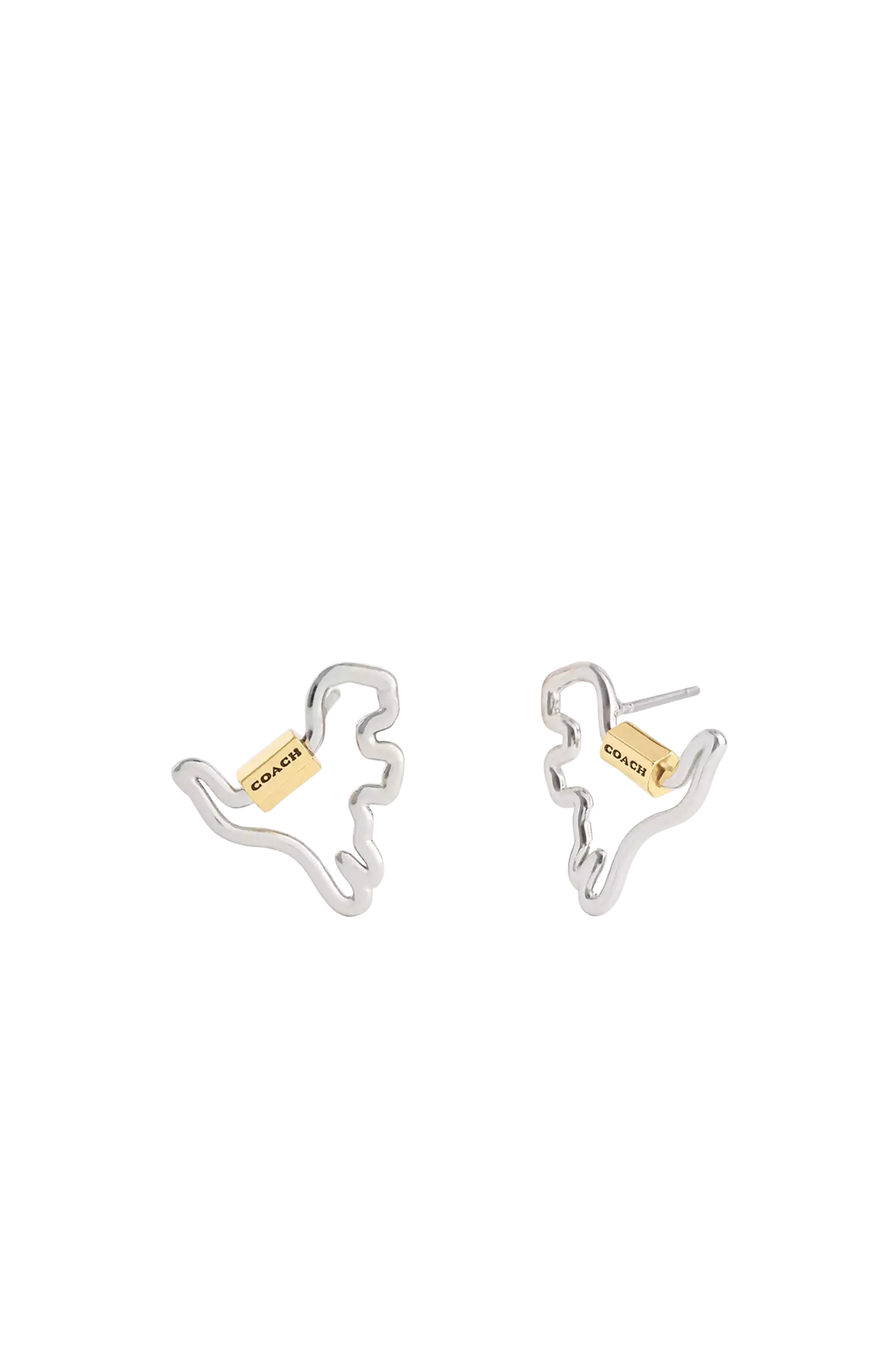 Carabiner Rexy Stud Earrings, Brass, Titanium & Cubic Zirconia