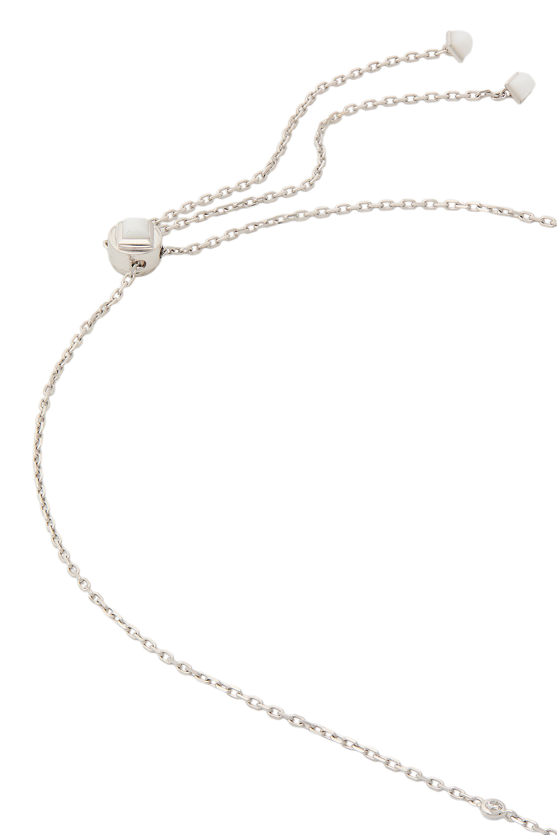 Cleo Long Chain Drop Pendant Necklace, 18k White Gold, Agate & Diamonds