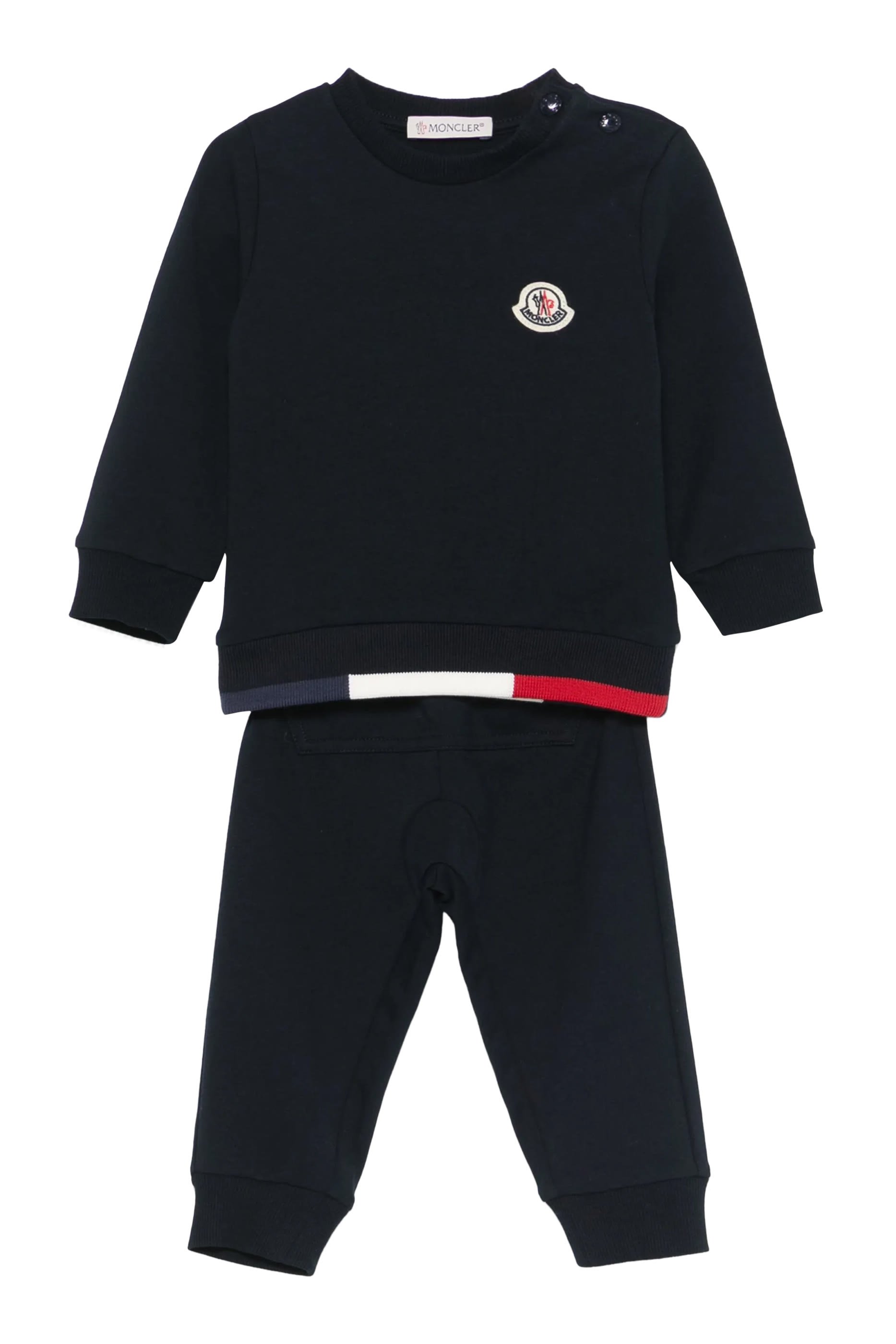 Kids Tricolour-Trimmed Cotton Tracksuit Set 