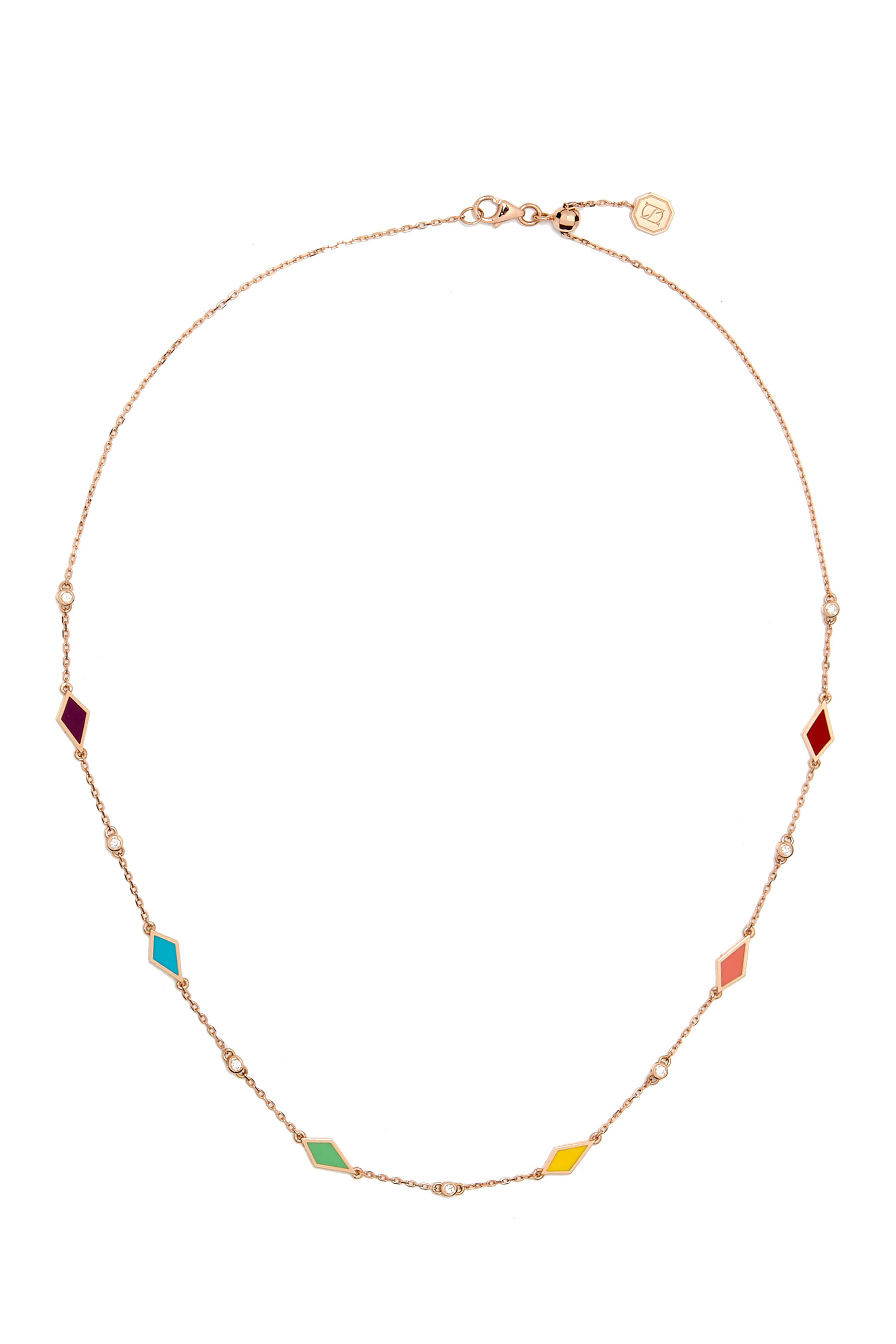 Mosiac Choker, 18k Pink Gold with Enamel & Diamonds