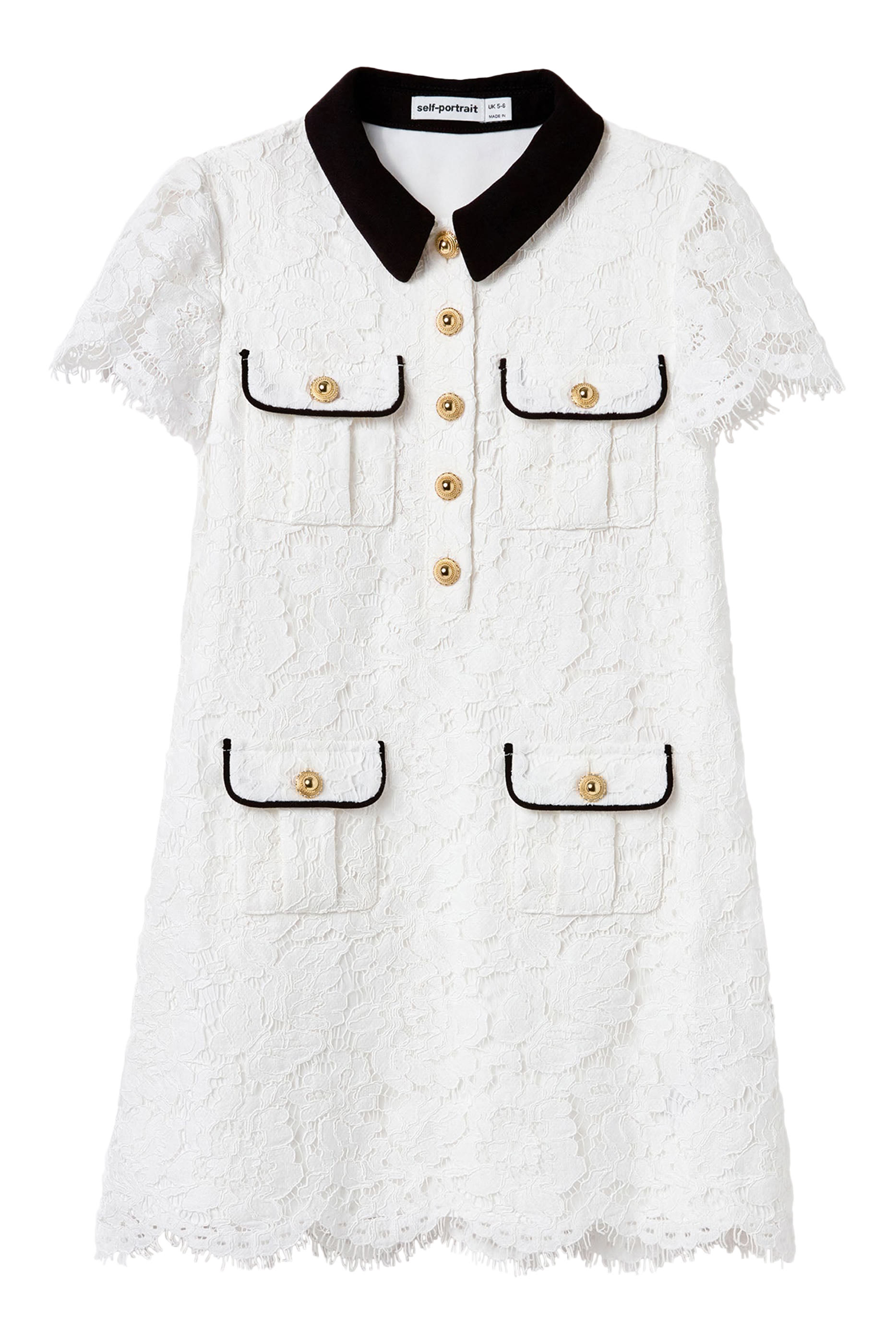 Kids Lace Contrast Collar Dress