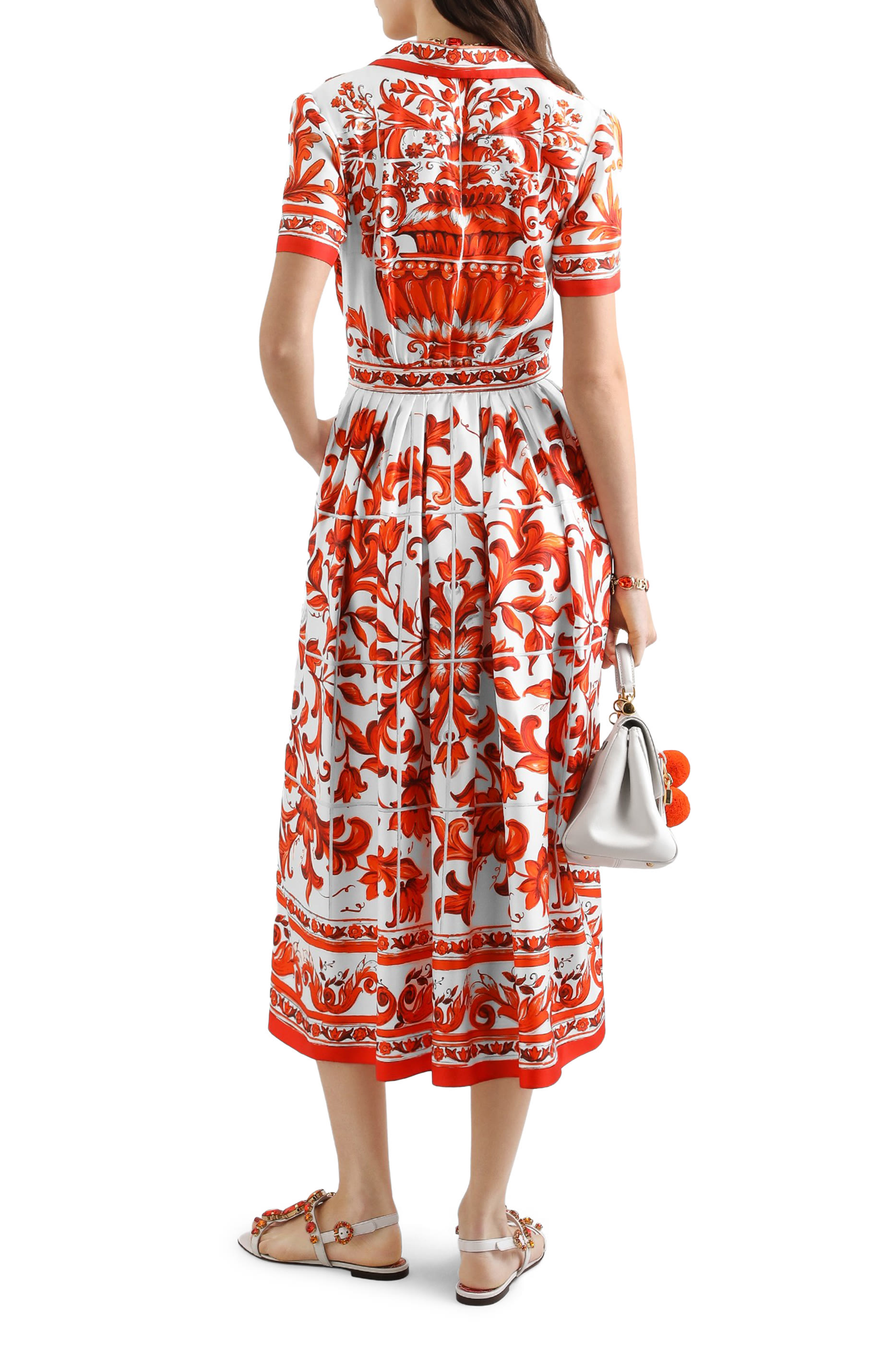 Majolica Print Silk Twill Dress