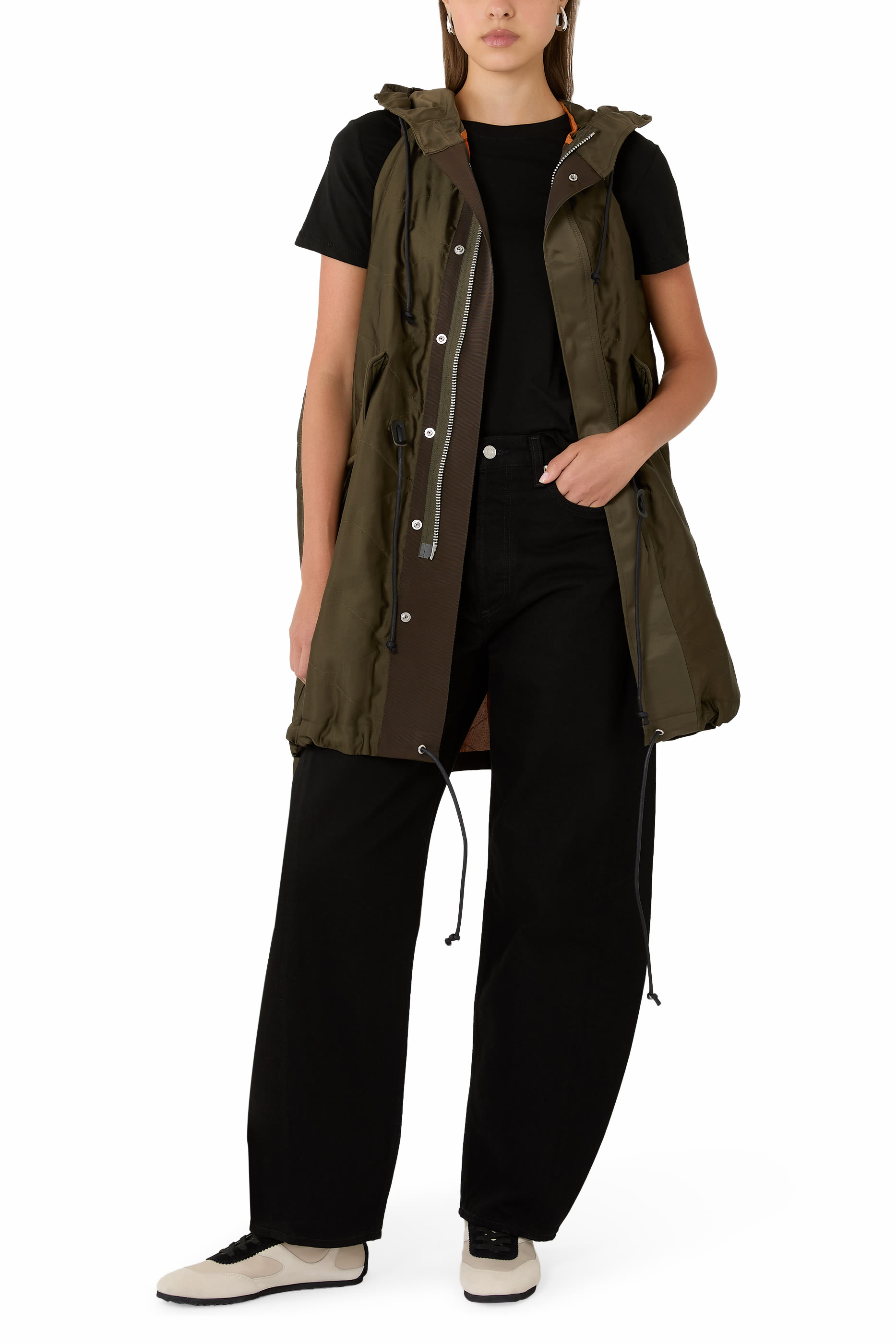 Quilted Satin Hooded Vest 