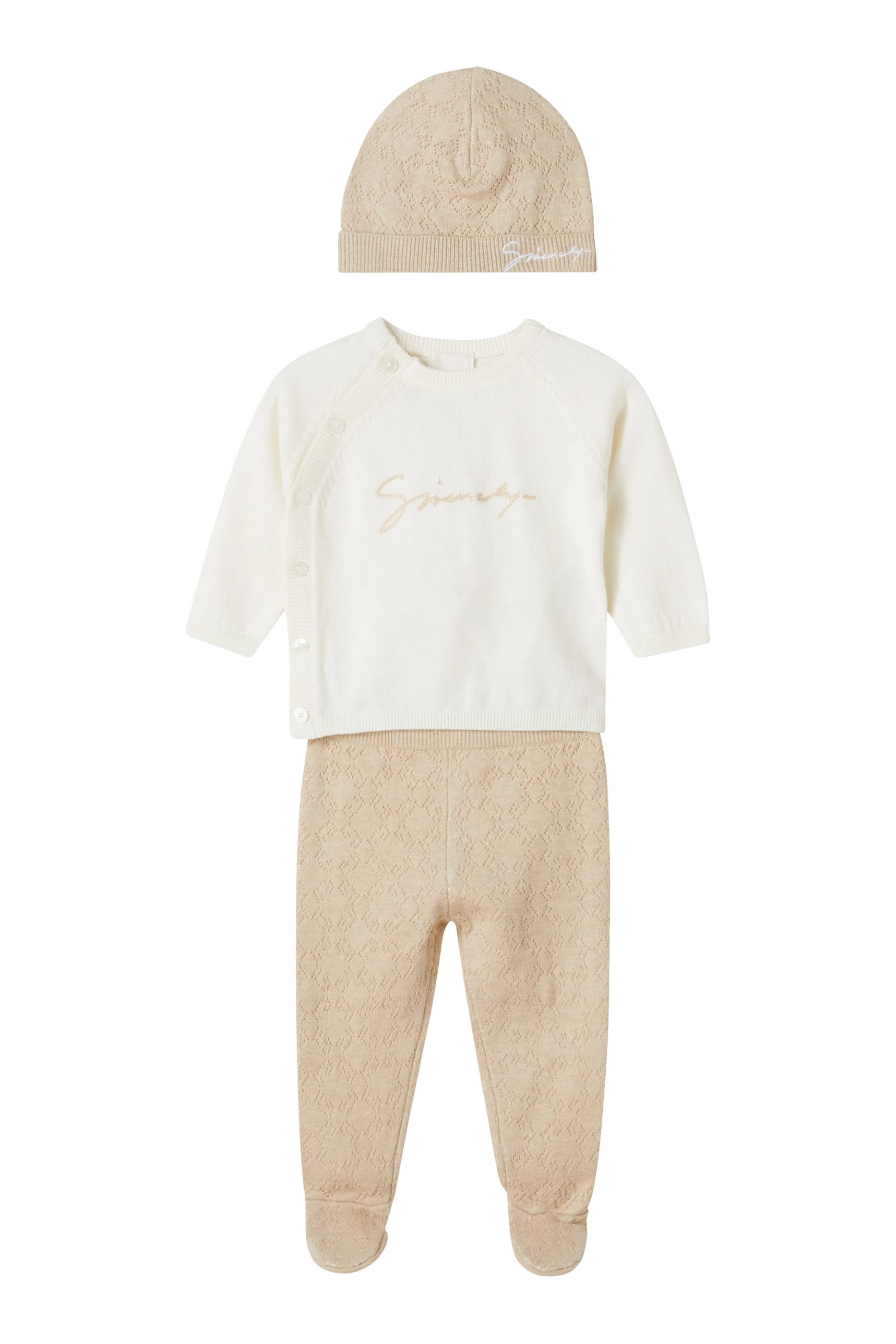 Kids  Cotton Cardigan, Trousers & Hat Set
