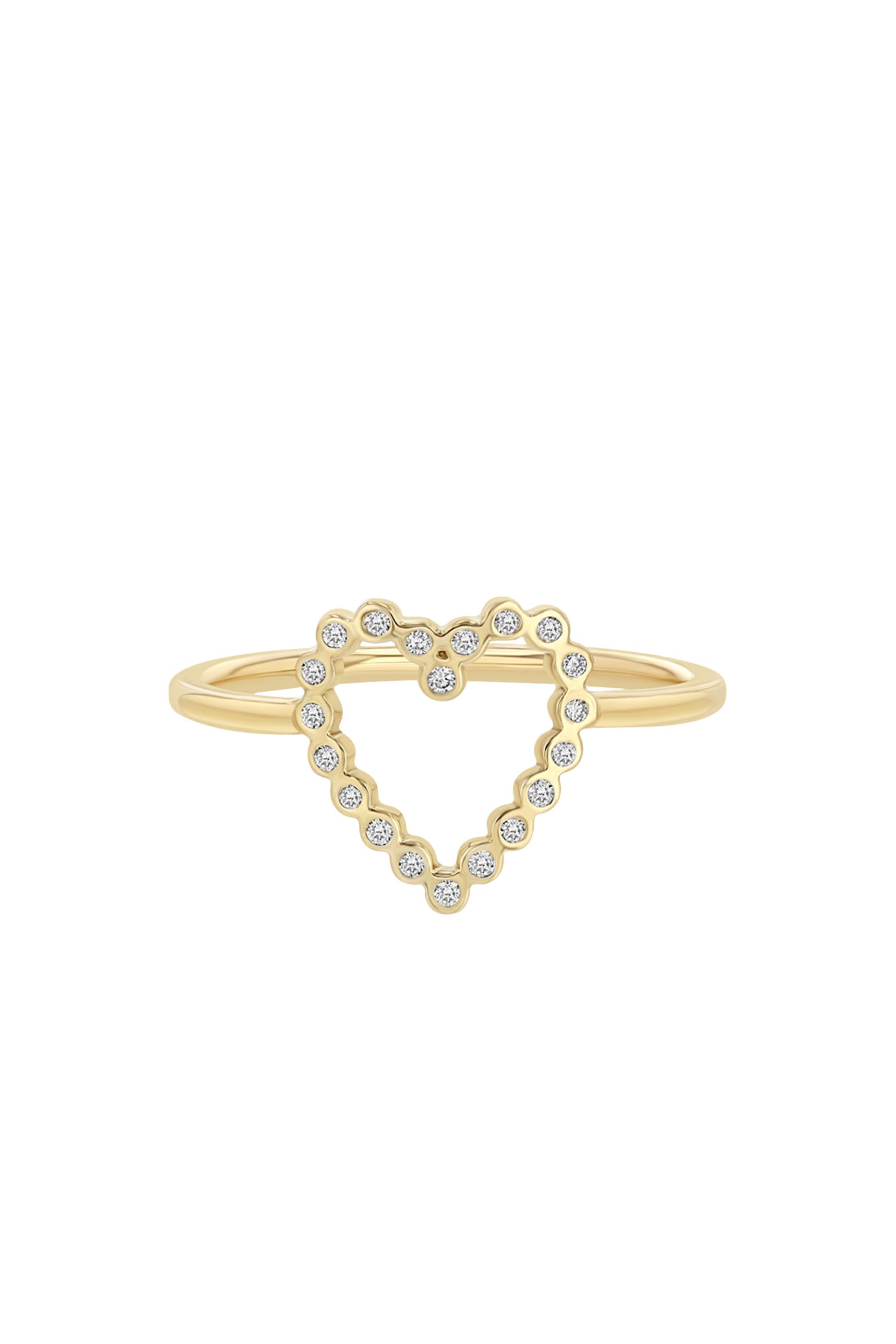 Small Heart Ring, 14K Yellow Gold & Diamonds