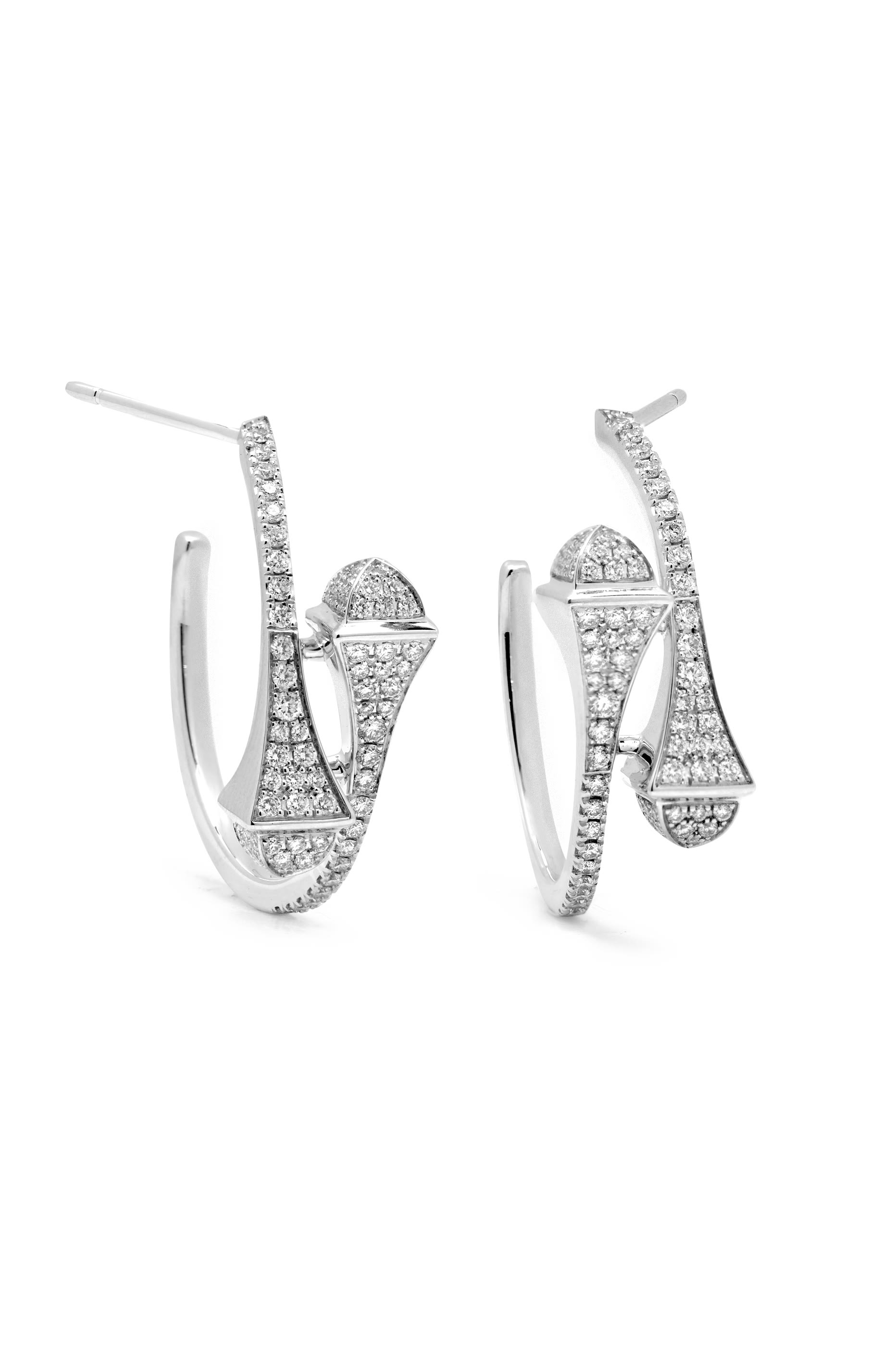 Cleo Diamond Hoop Earrings, 18k White Gold & Diamonds