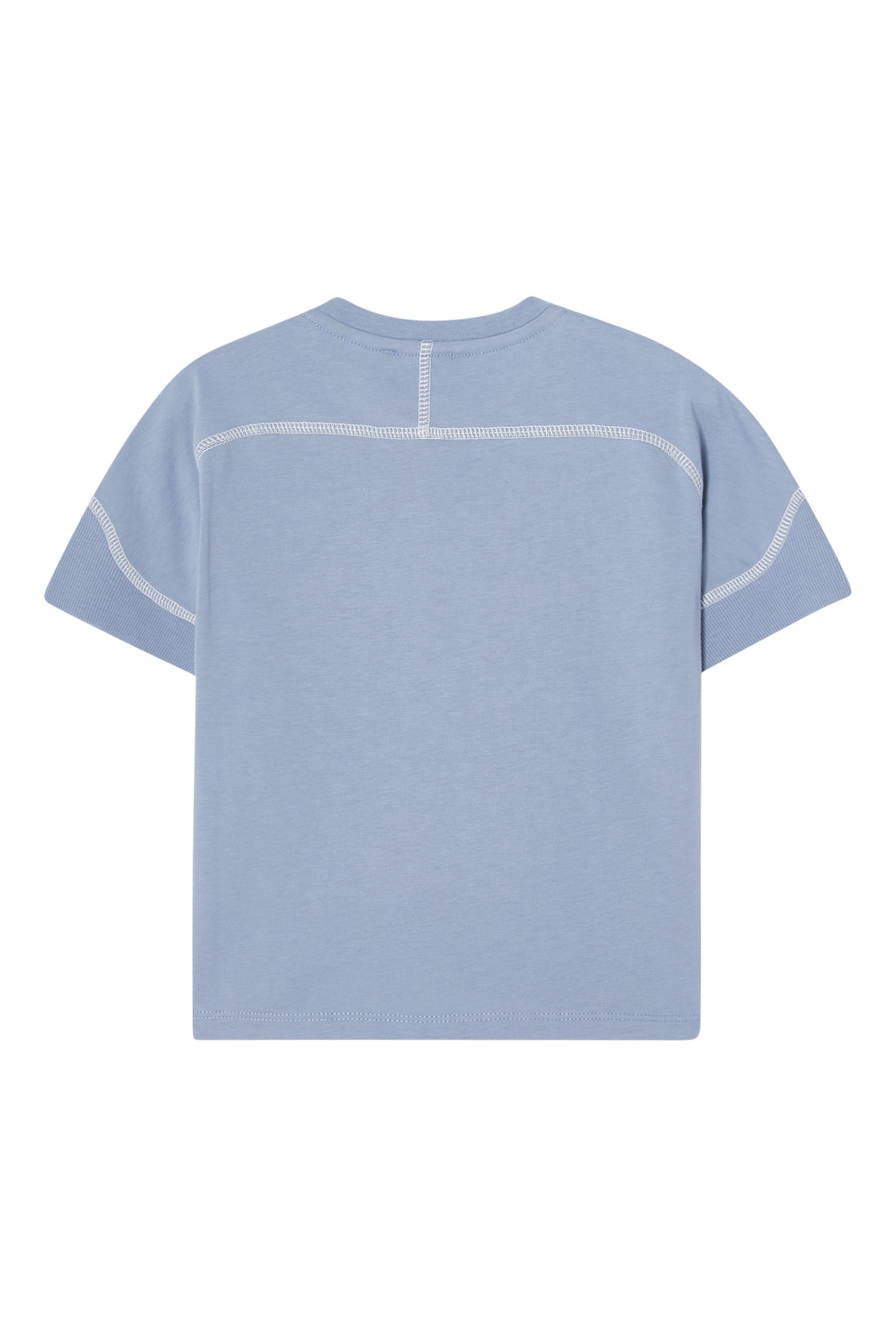 Kids Cotton Jersey T-Shirt with Shoulder Buttons & Logo Patch