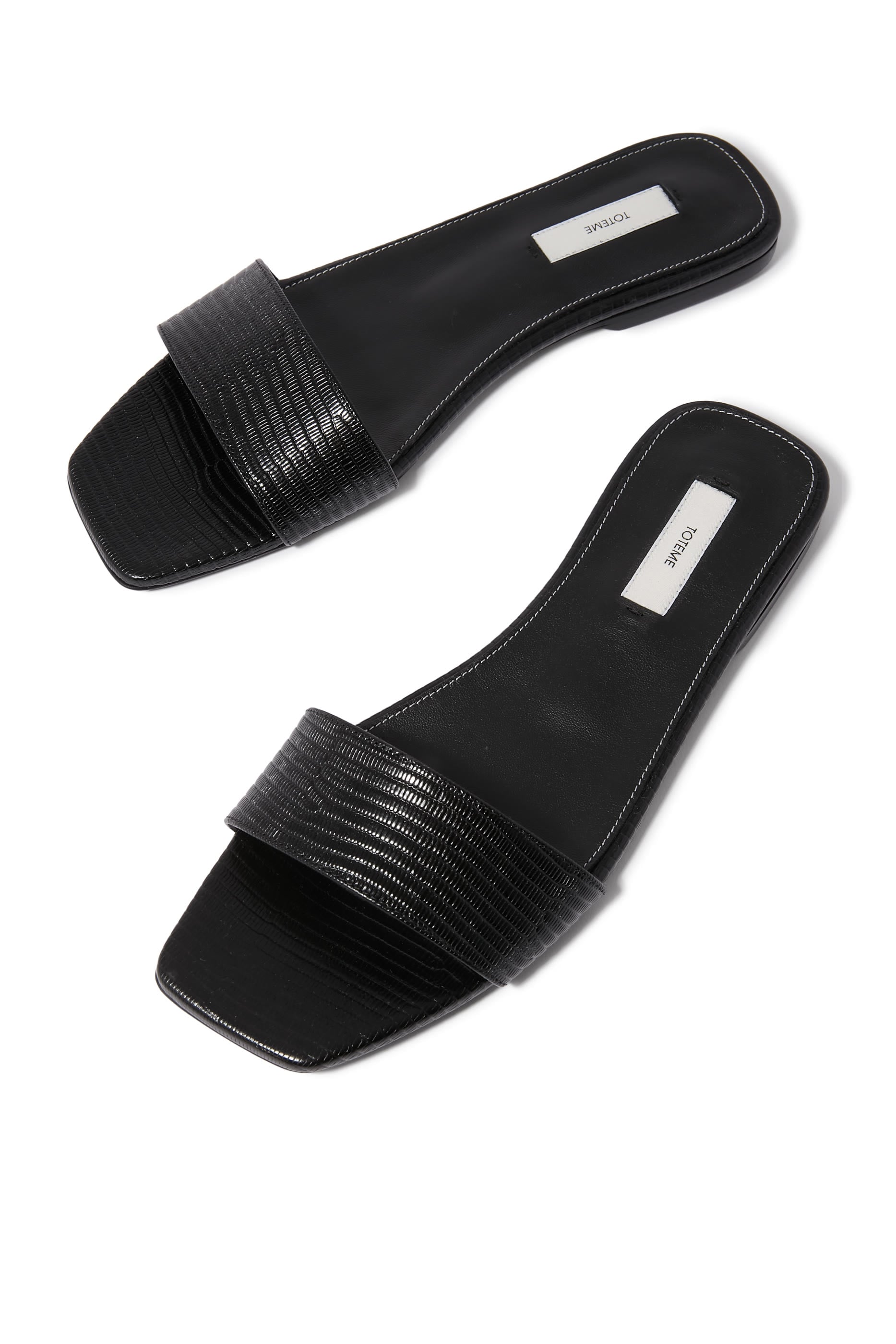 Lizard-Embossed Bandeau Sandals
