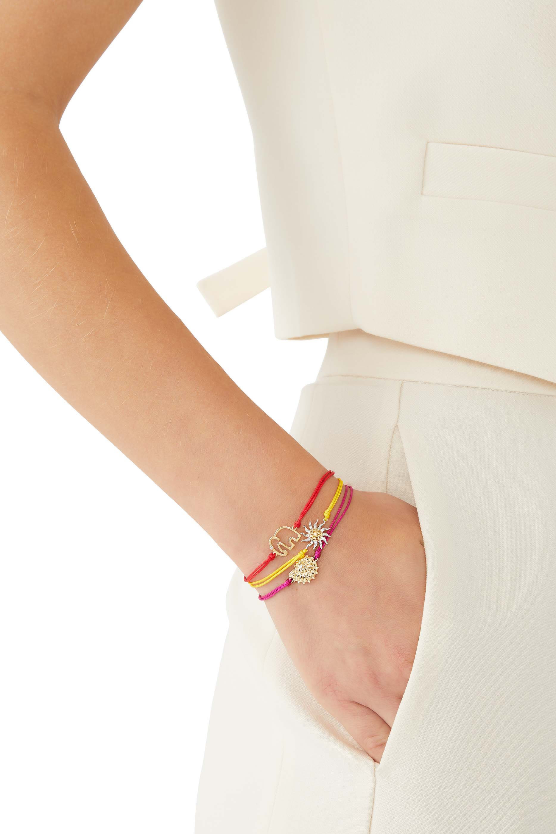 Elephant Thread Bracelet, 9k Yellow Gold with Diamond