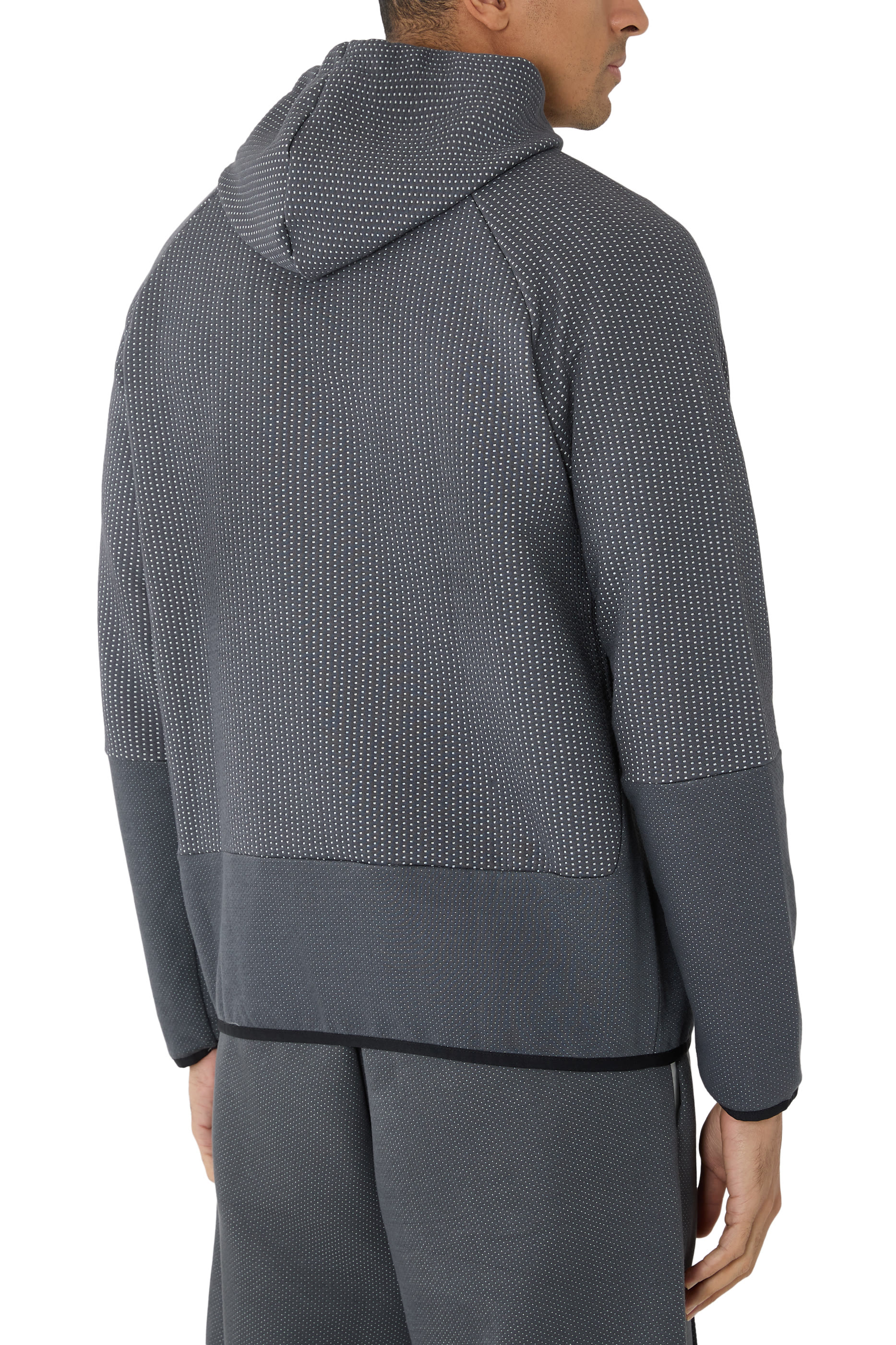 Quilted Jacquard Regular-Fit Zip-Up Hoodie