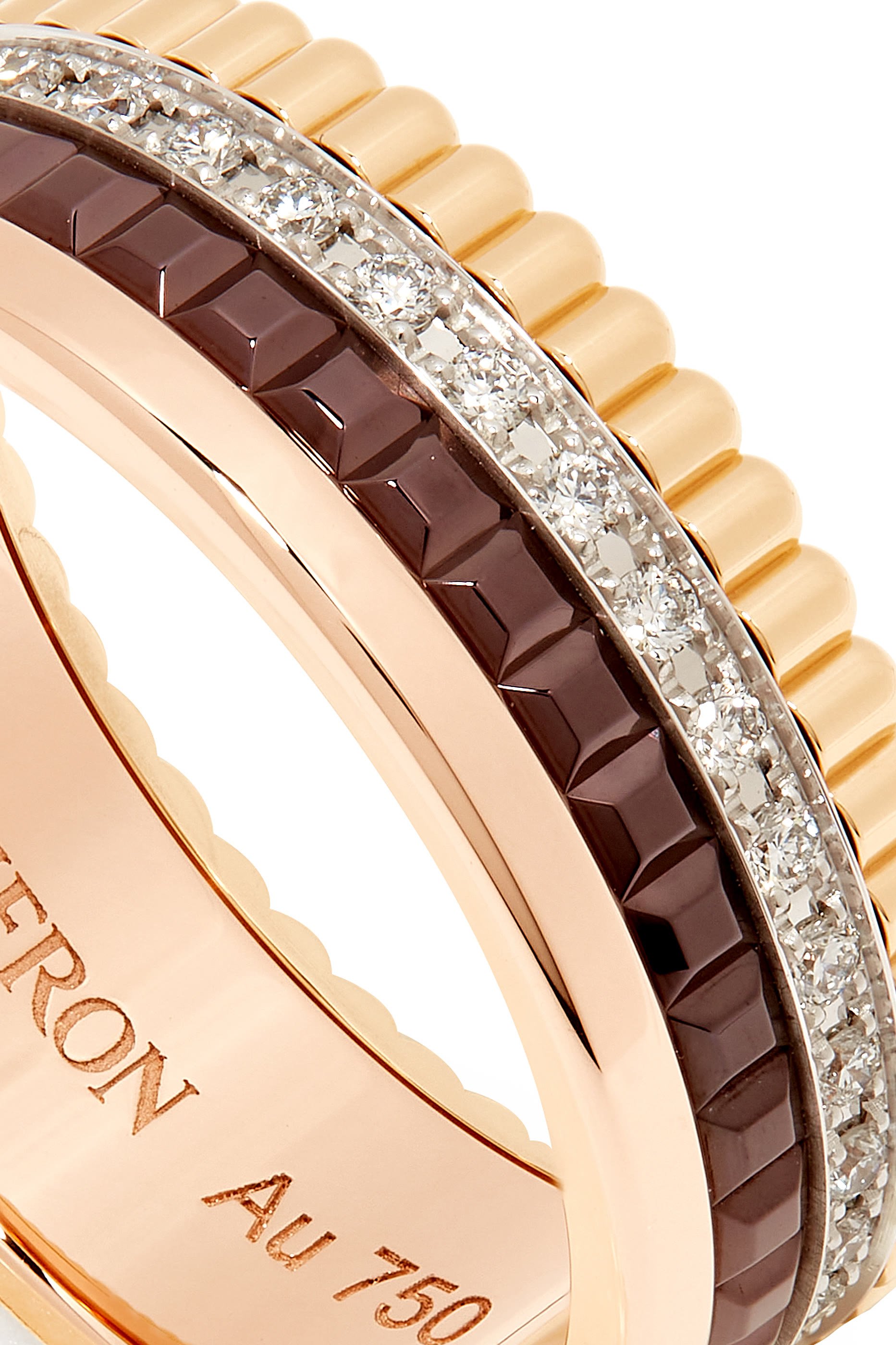 Quatre Classique small Ring, 18k Mix Gold & Diamonds