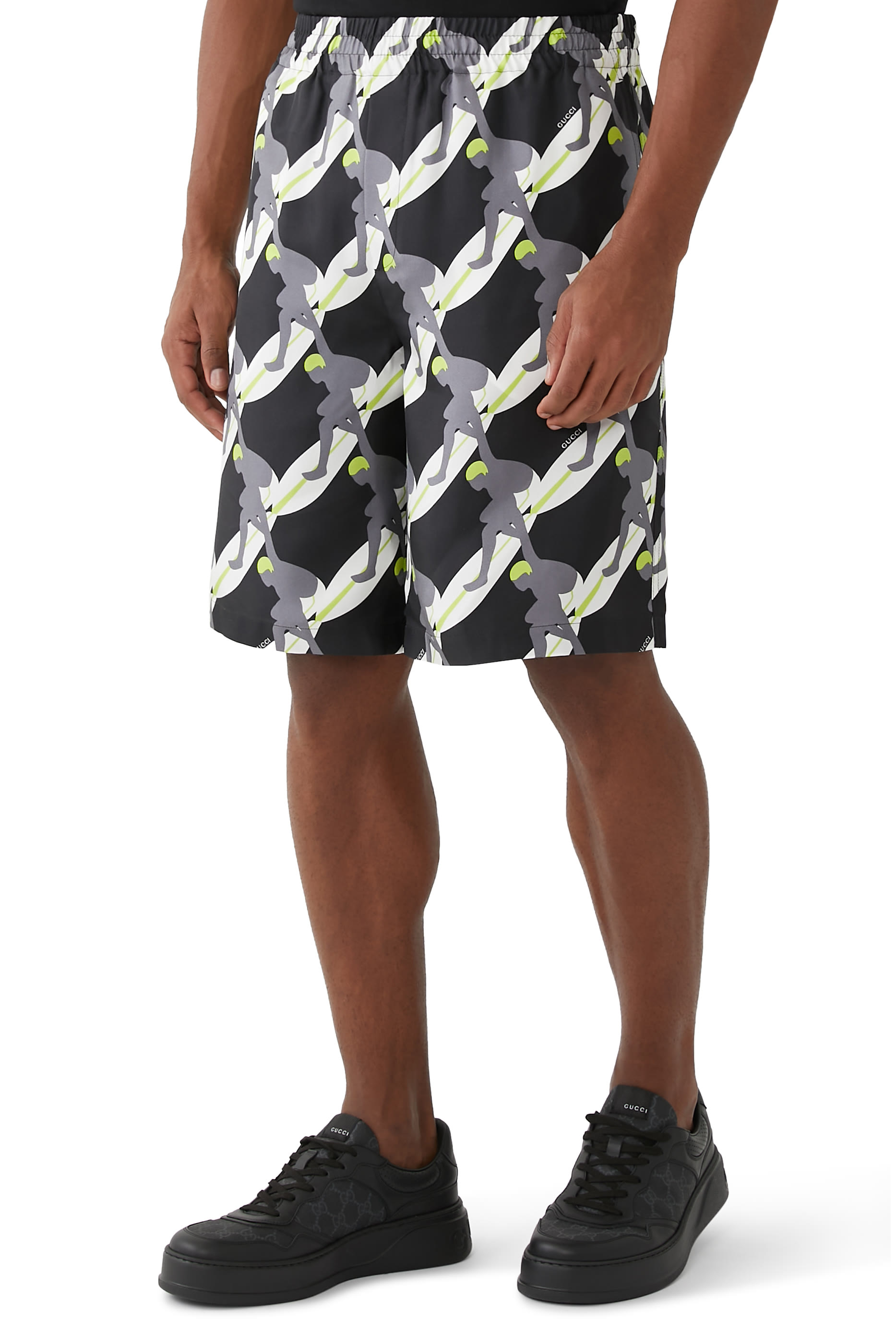 Printed Silk Twill Shorts