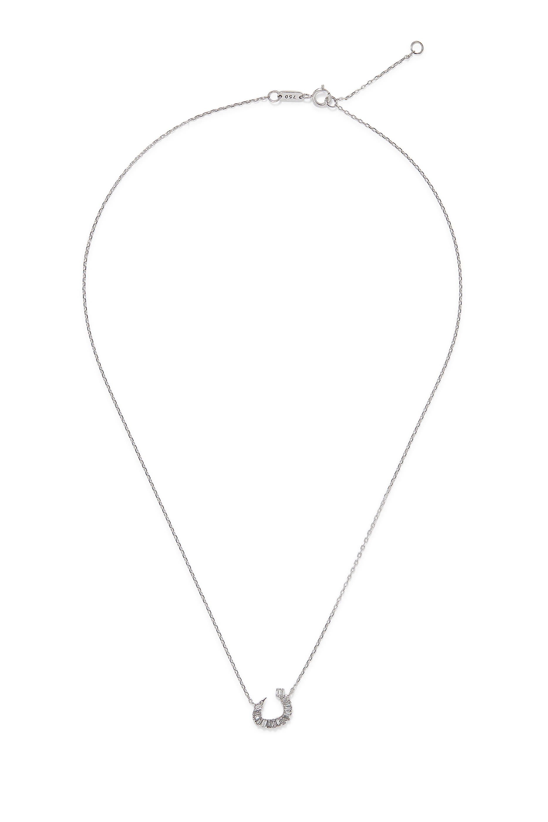 Oula XS Noon Letter Chain Pendant, 18k White Gold & Diamonds