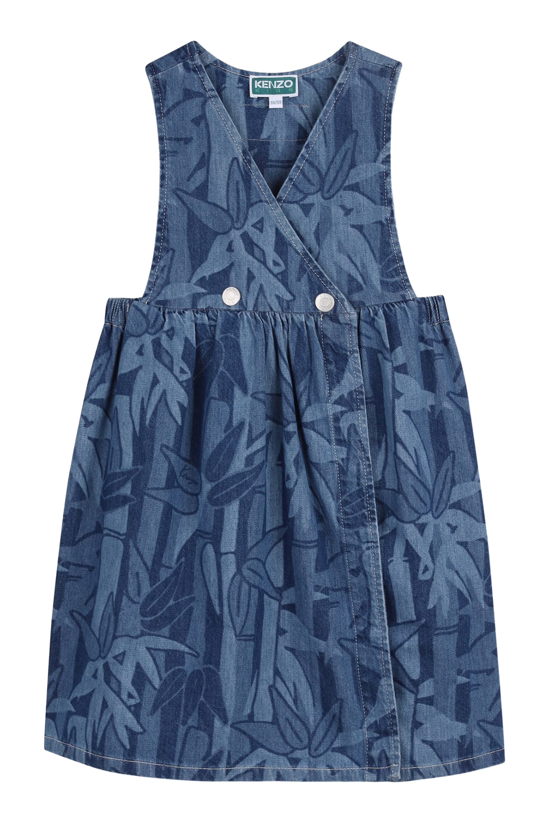 Kids Foliage-Print Denim Dress