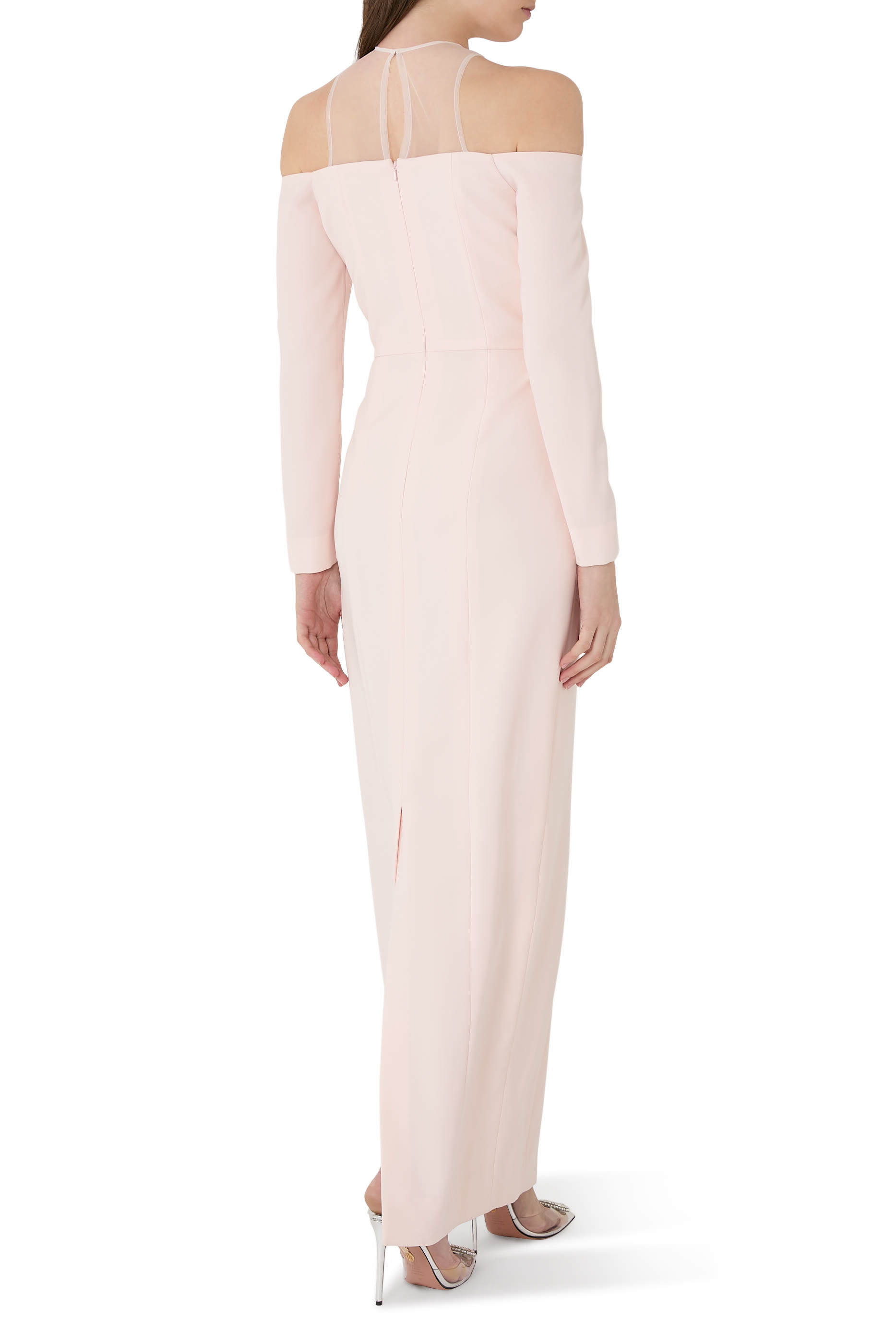 Off Shoulder Illusion Neckline Gown