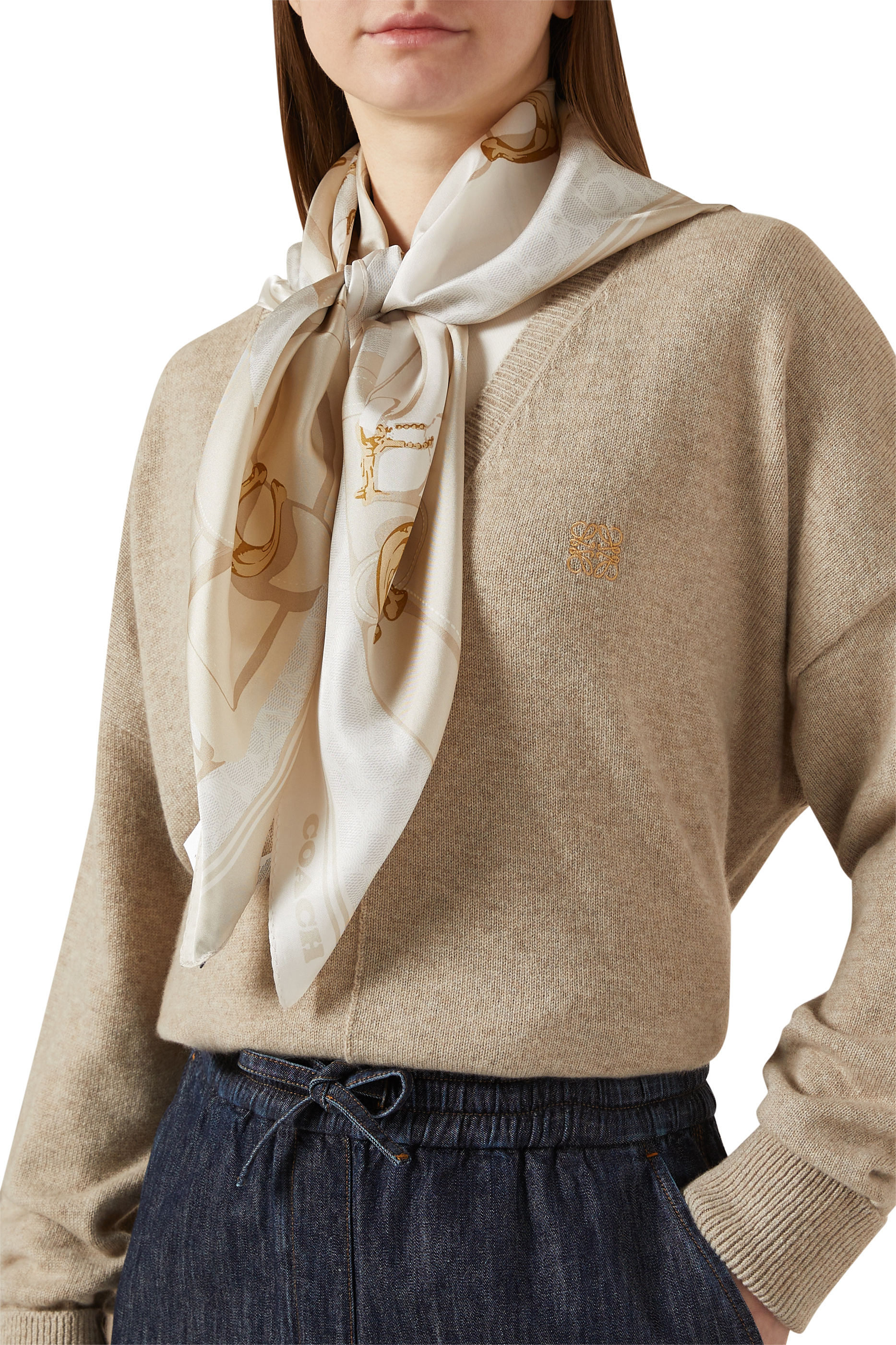 Tabby-Print Square Silk Scarf