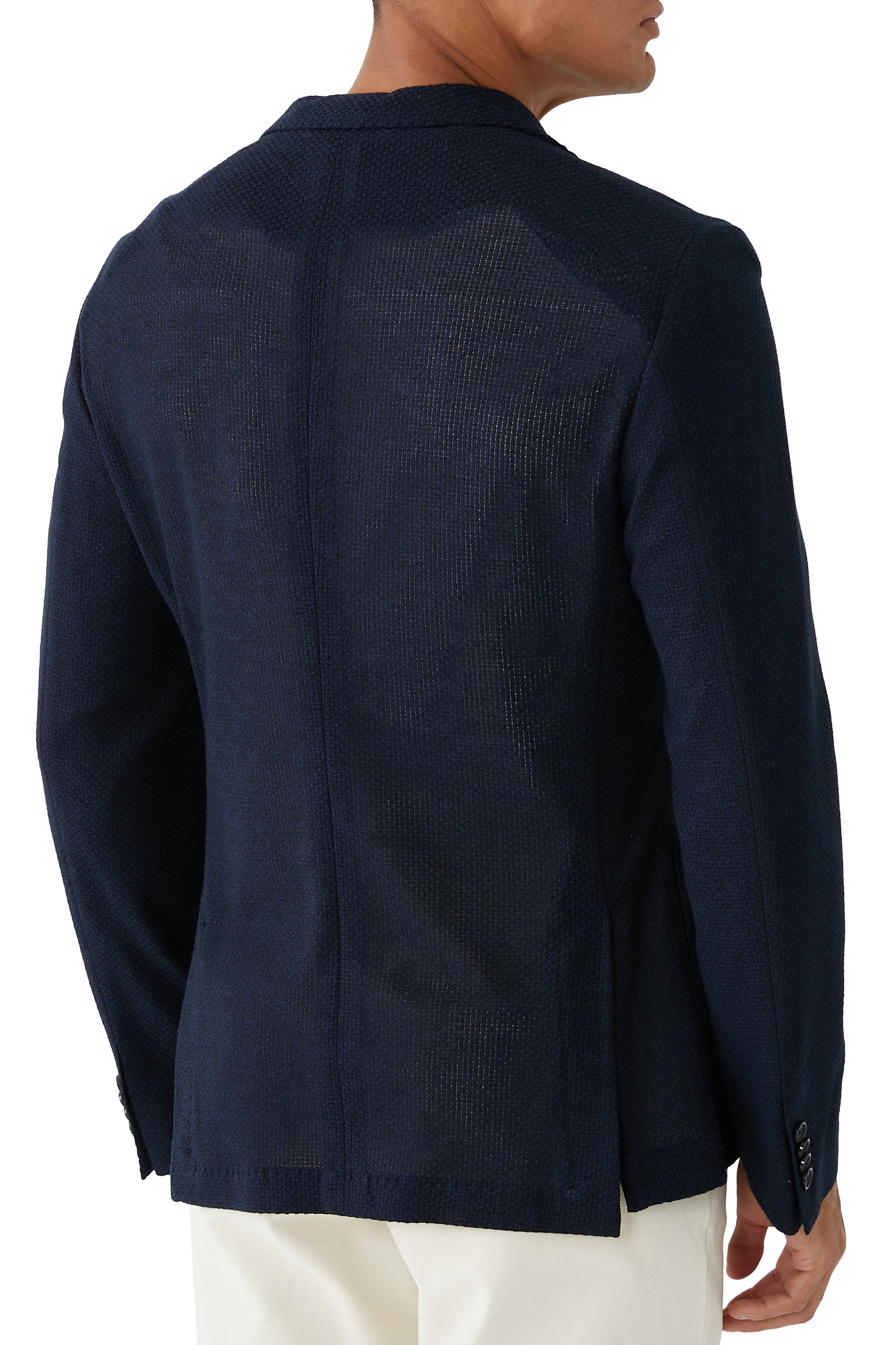 Slim Fit Jacket in Micro Patterned Cotton