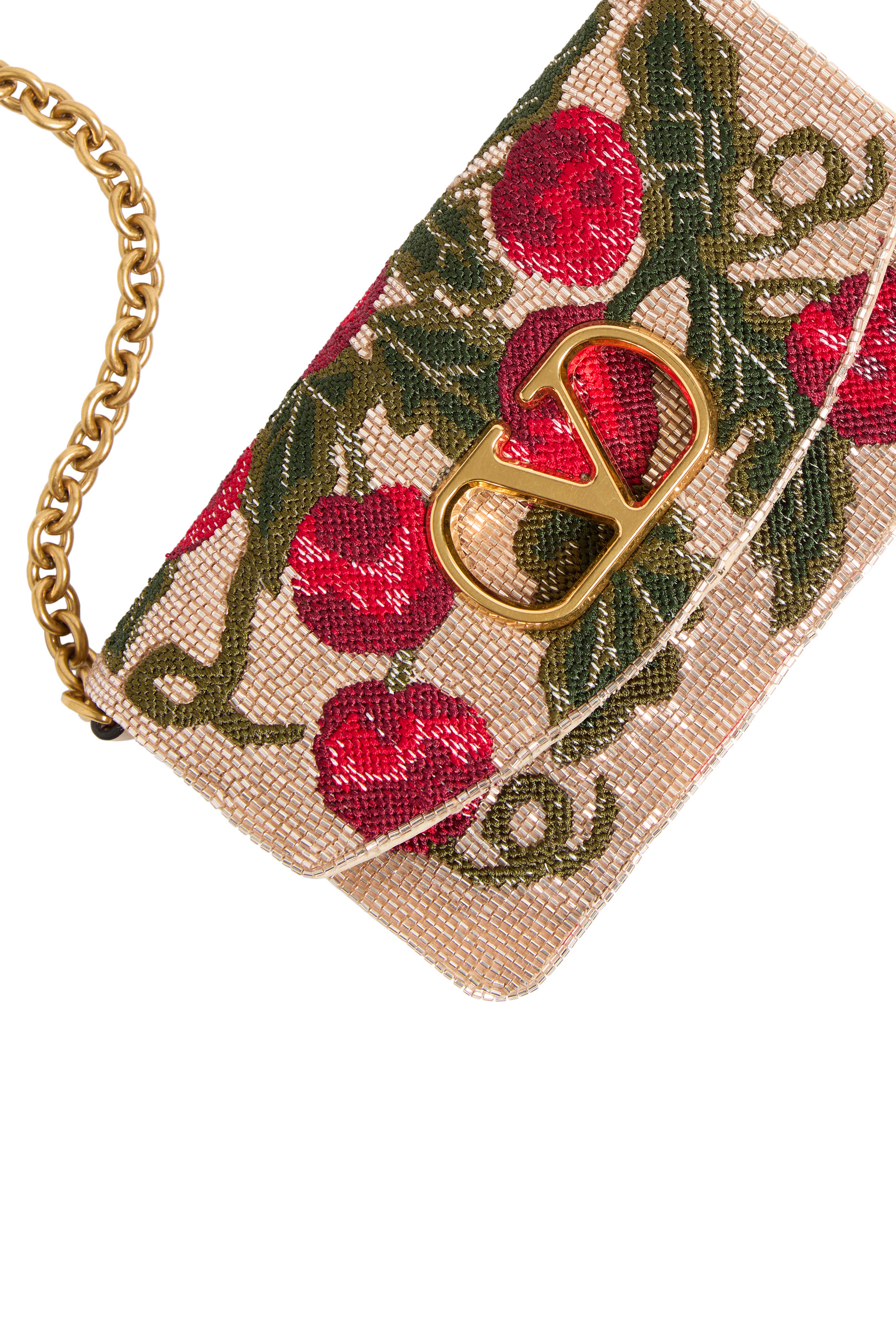Vain Embroidered Shoulder Clutch Bag with Cherryfic Pattern