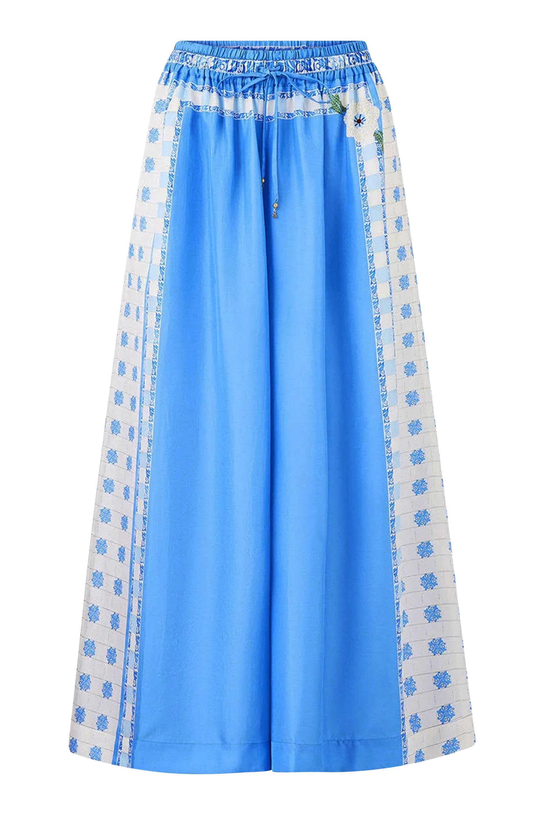 Printed Wide-Leg Elastic Waist Pants