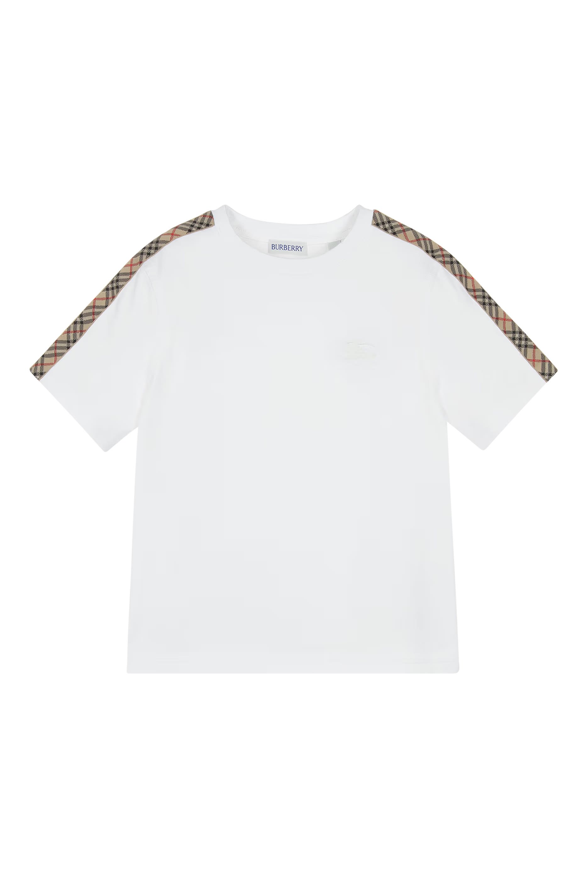 Kids Check Trim Cotton T-Shirt 