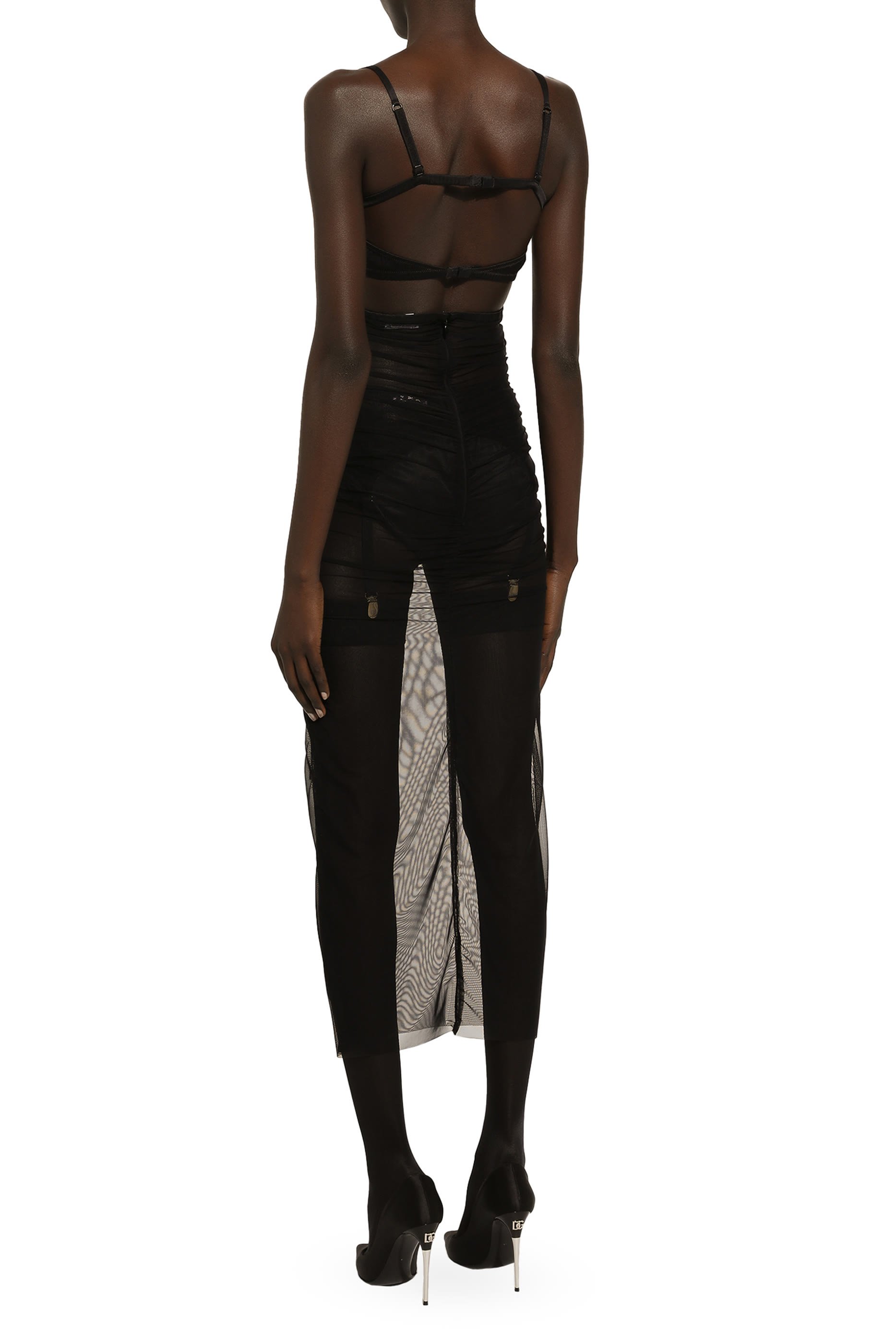 Tulle Calf-Length Dress with Corset Details