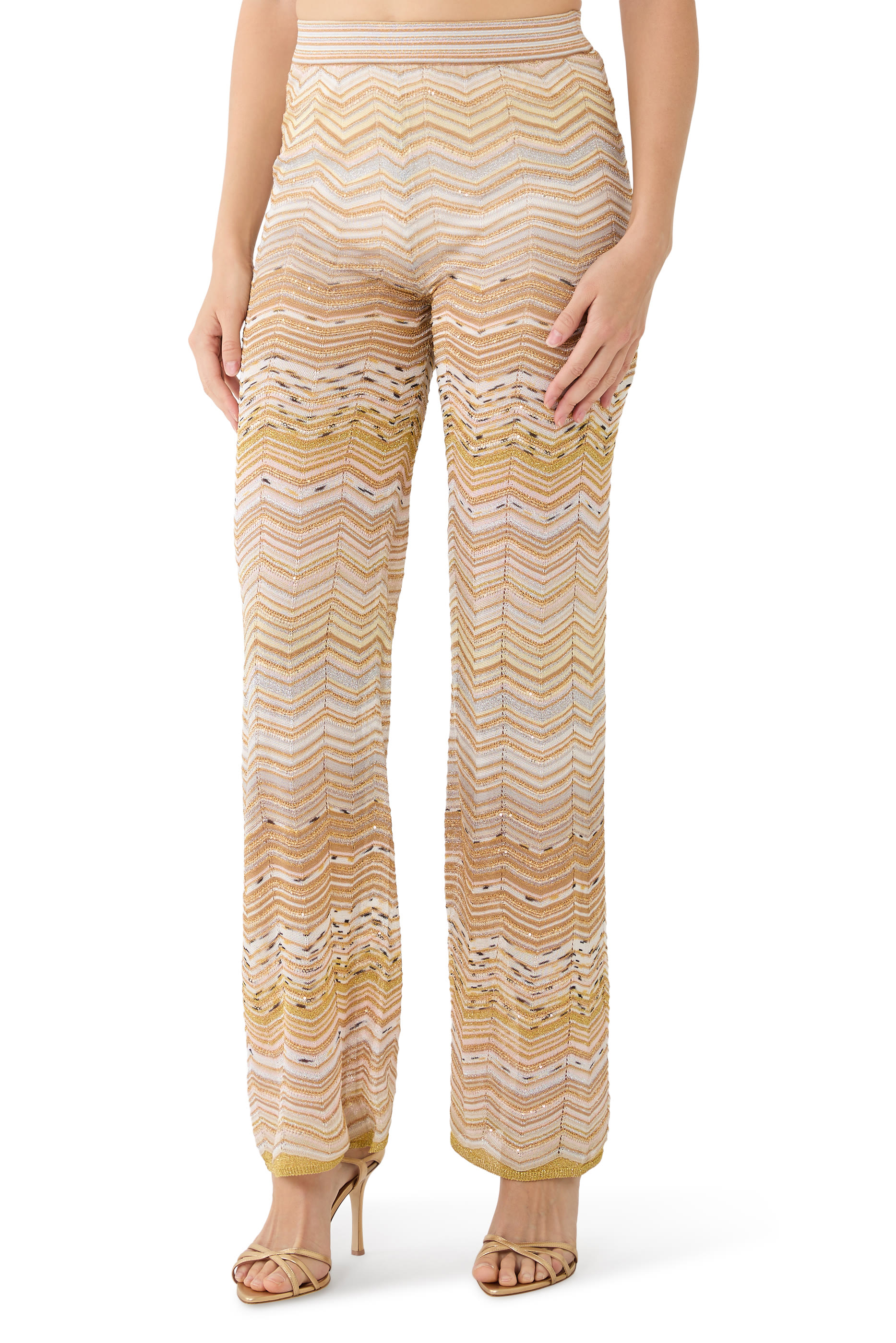  Chevron Lurex Sequinned Wide Leg Pants