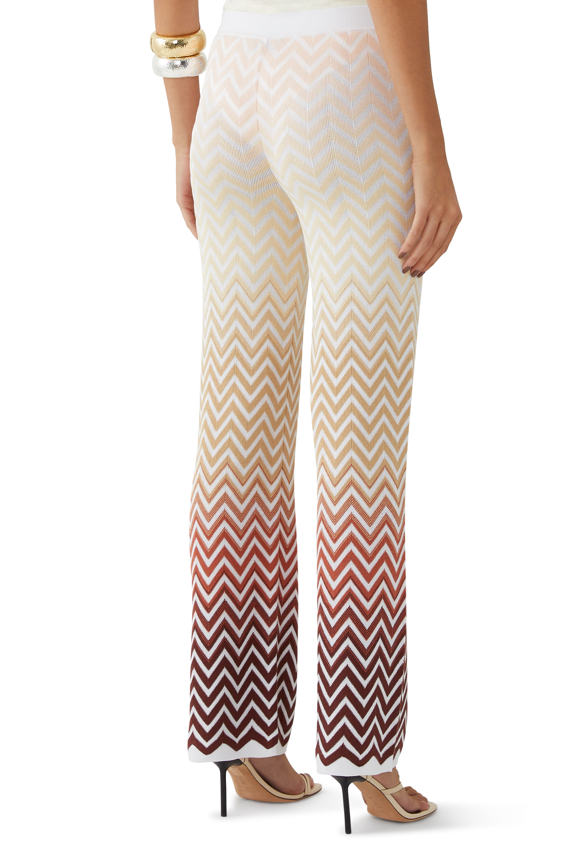 Chevron Jacquard Wide Leg Pants