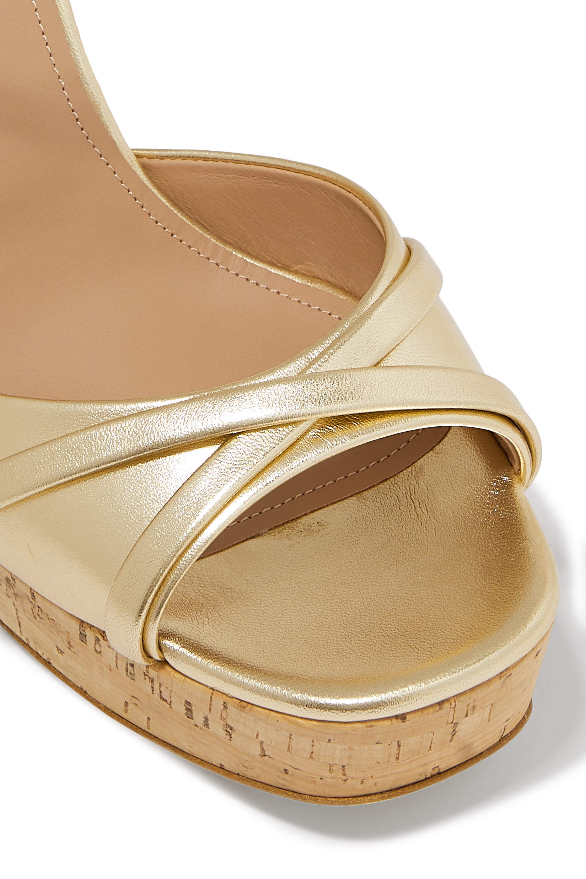 Keaton 125 Gold Leather Platform Sandals