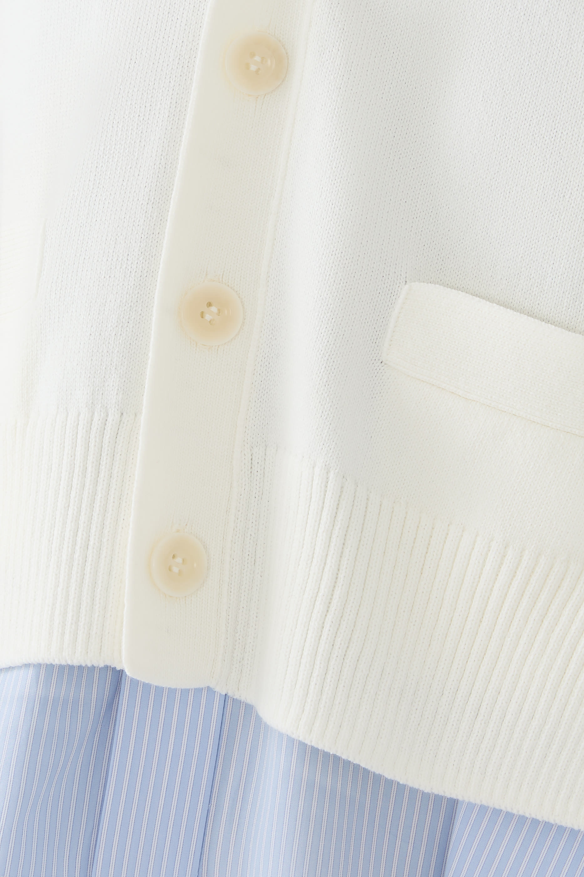 Cotton Poplin x Knit Cardigan